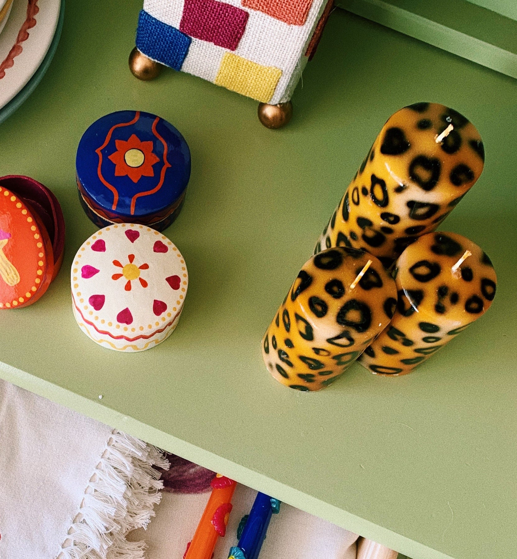 Short Leopard Print Blunt Candle - Brown