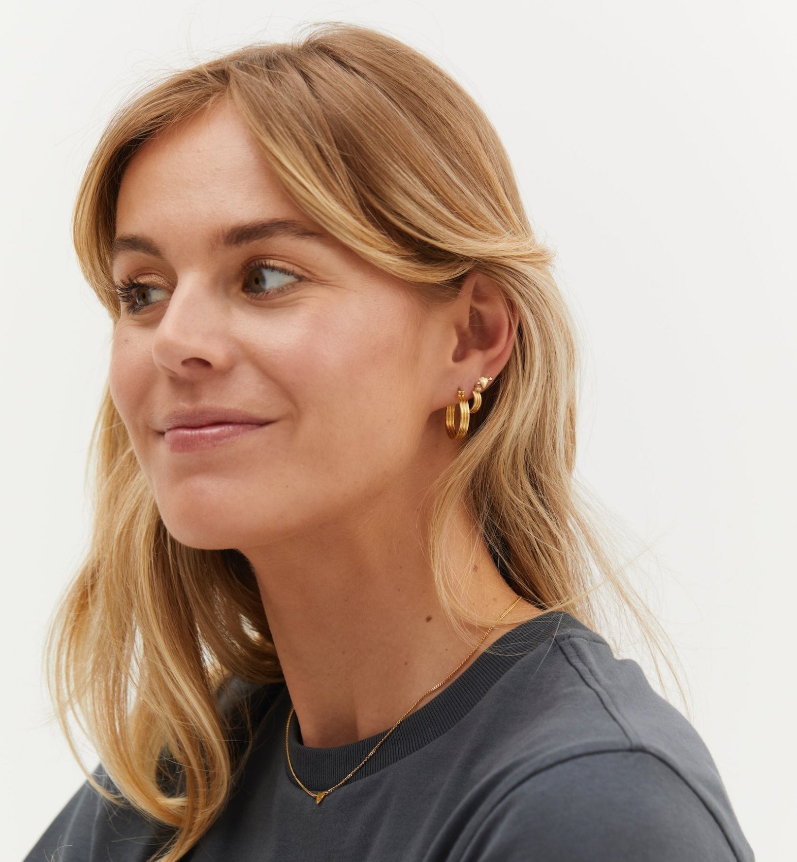 Single Cupid Stud Earring - Gold Plated