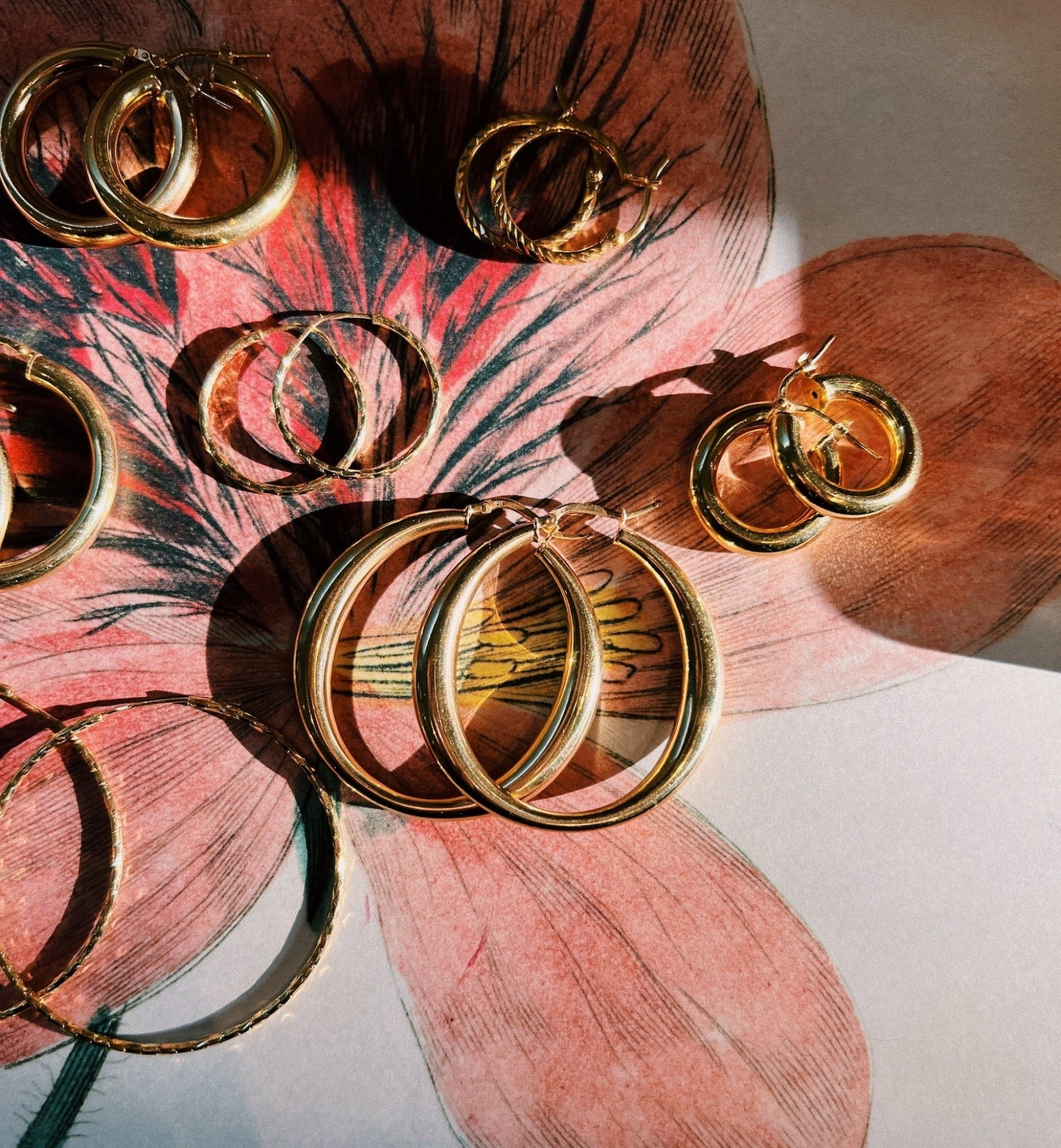 Sculpted Plain Hoop Earrings - Gold Plated