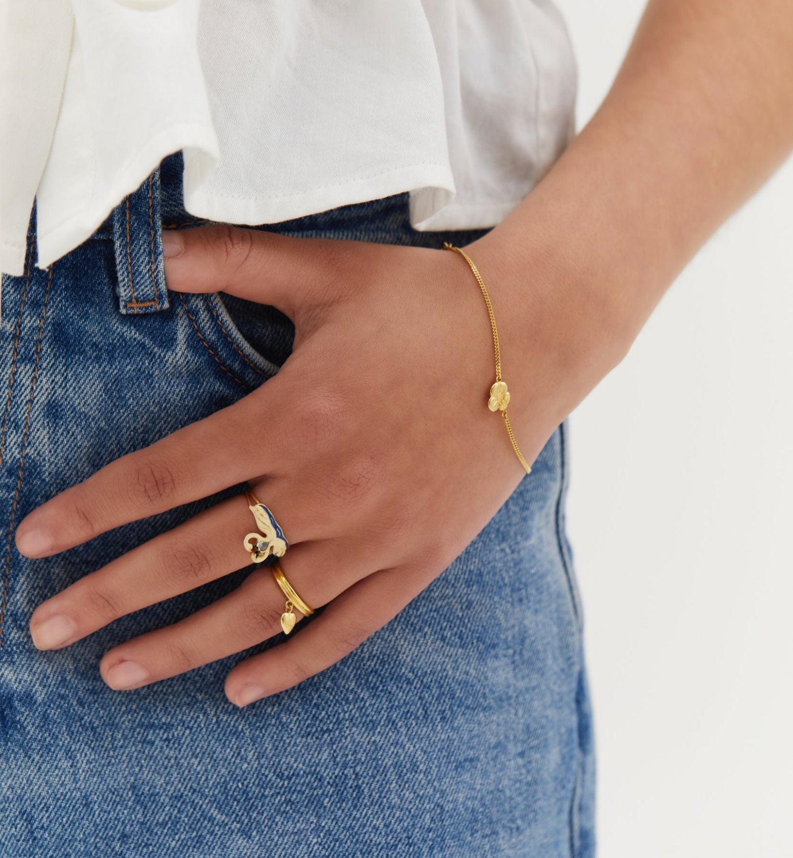 Schitterende Muse Pinky Ring - Verguld