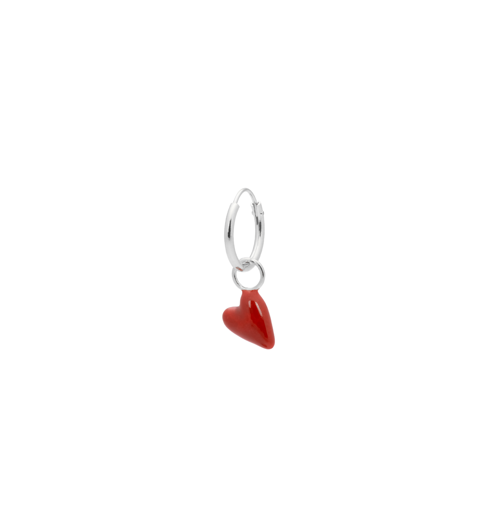 Single heart beart ring earring - Silver