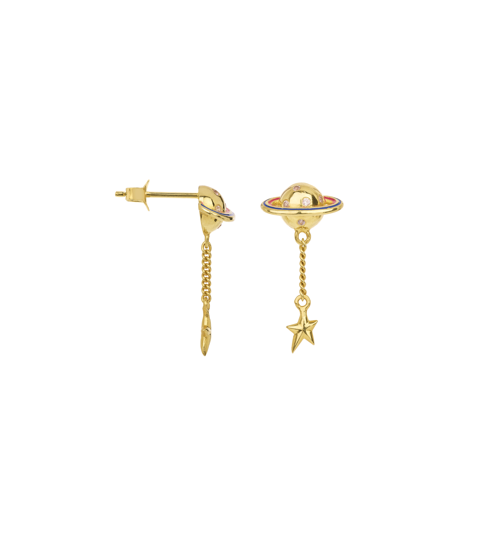 Single Saturn Stud - Gold Plated