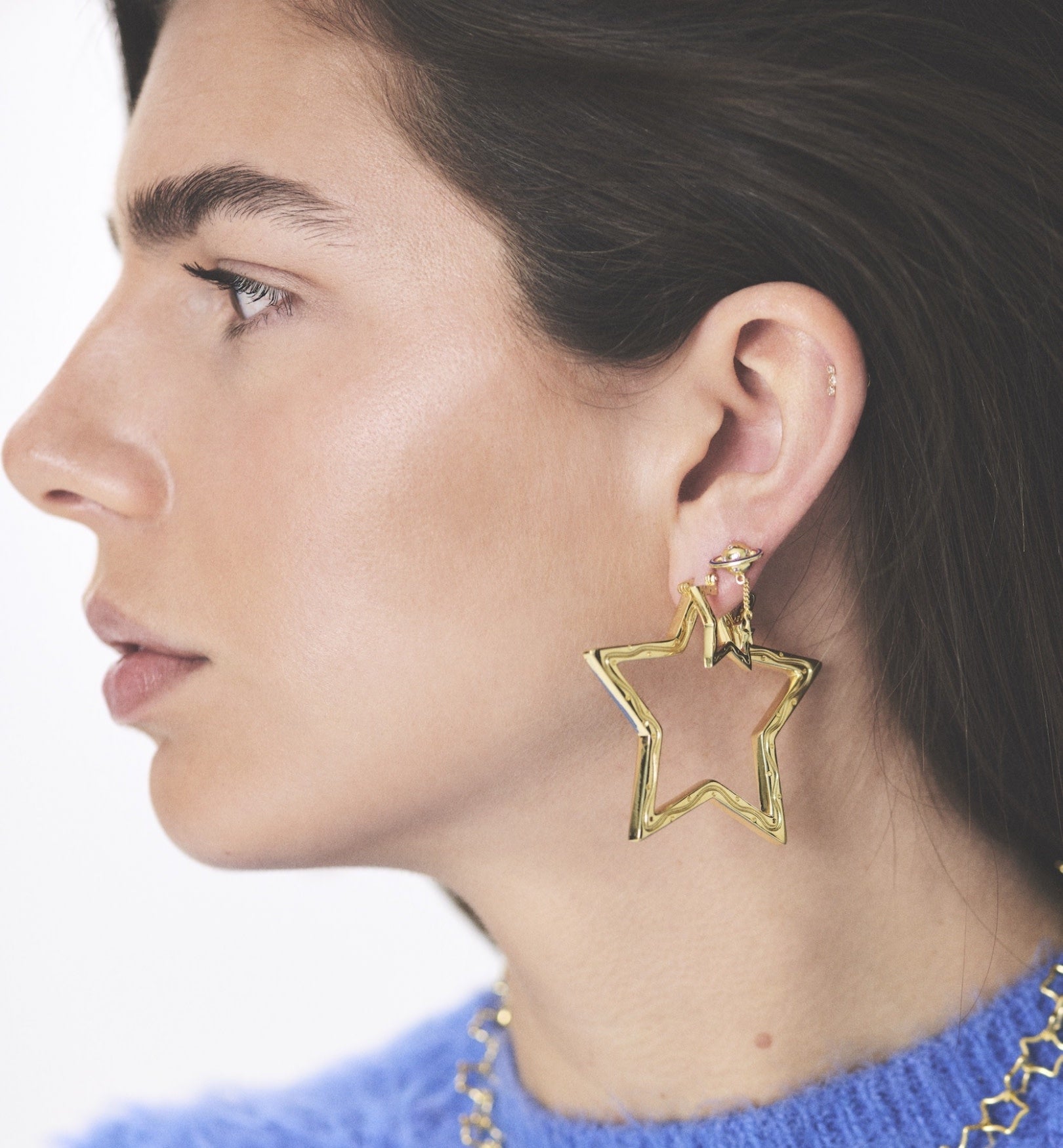 Single Saturn Stud - Gold Plated