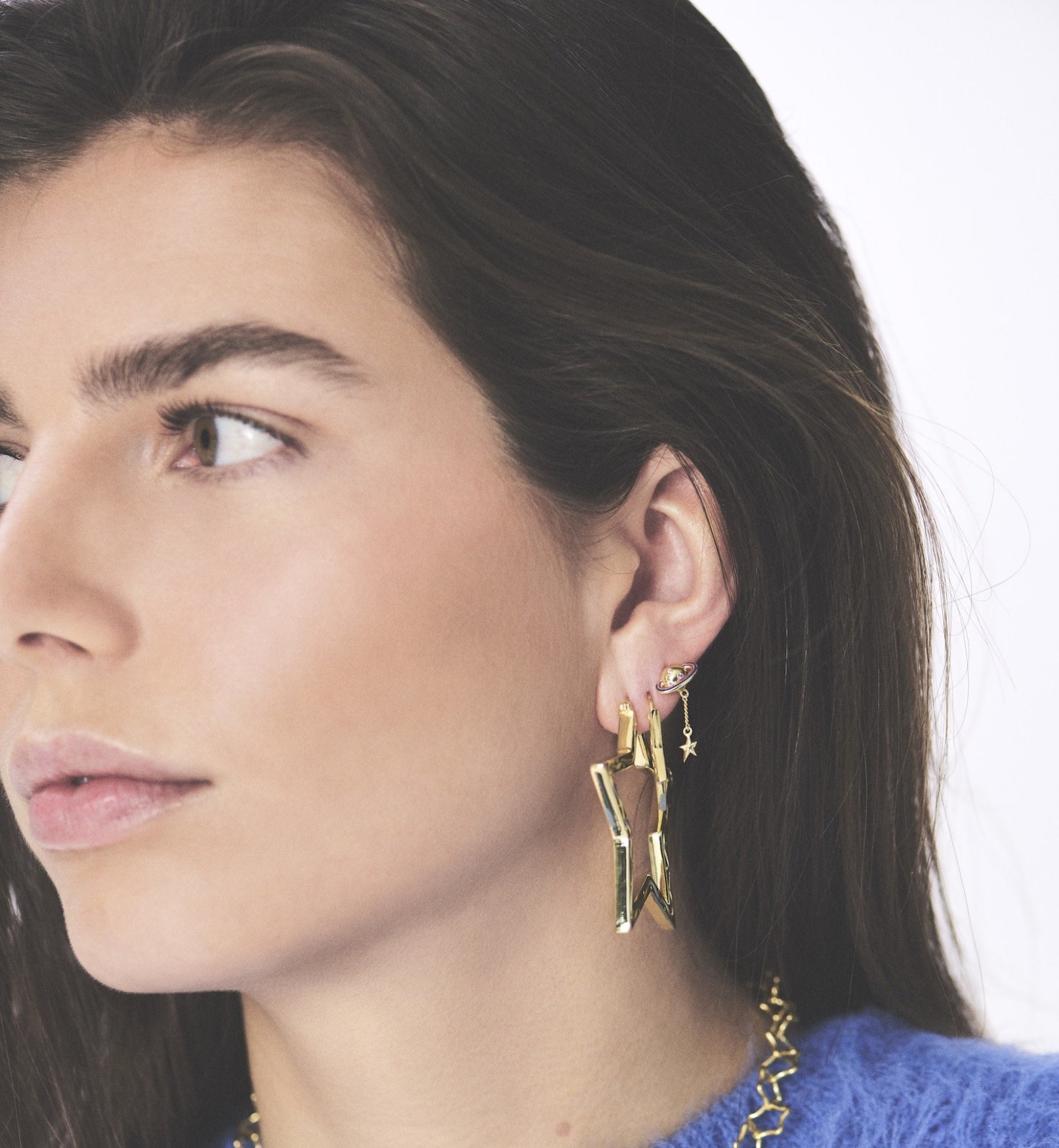 Single Saturn Stud - Gold Plated