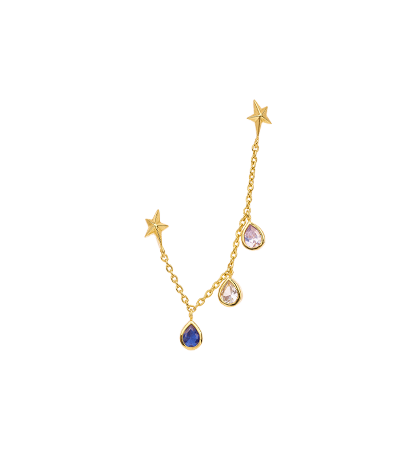 Single Star Chain Stud - Gold Plated