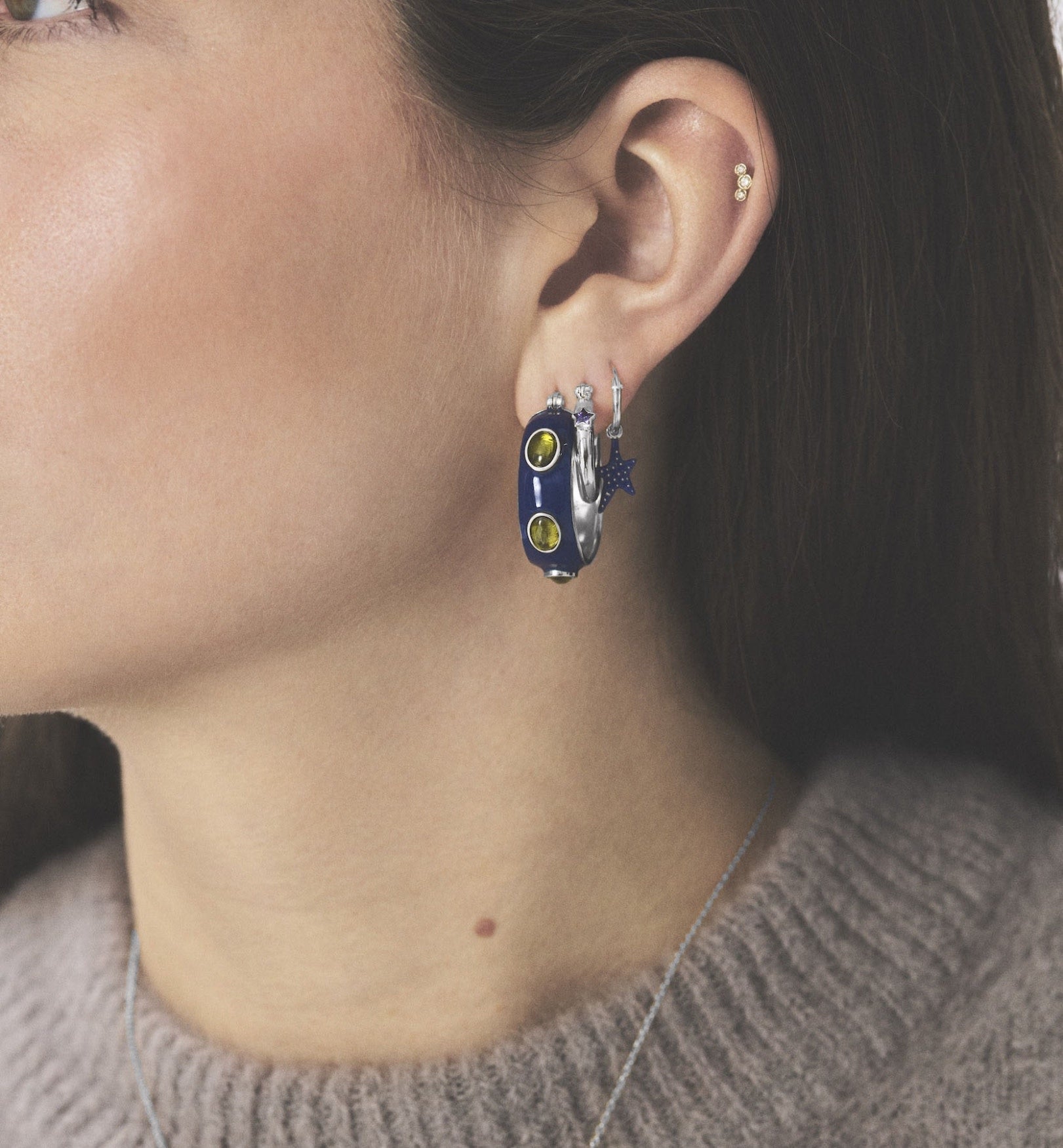 Single Sally Hoop Earring - Silver