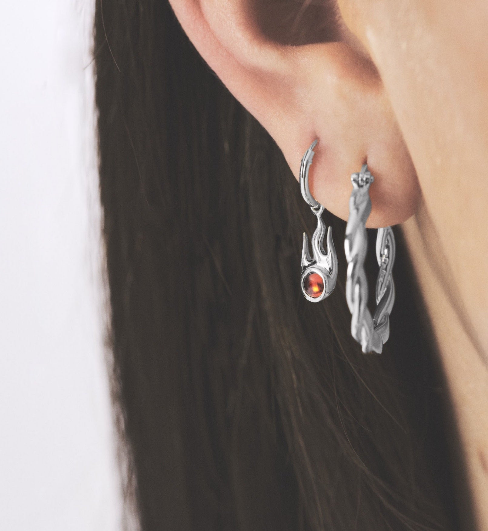 Single Comet Ring Earring - Silver