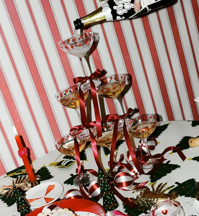 Klassieke Love champagneglazenset van 2 - rood