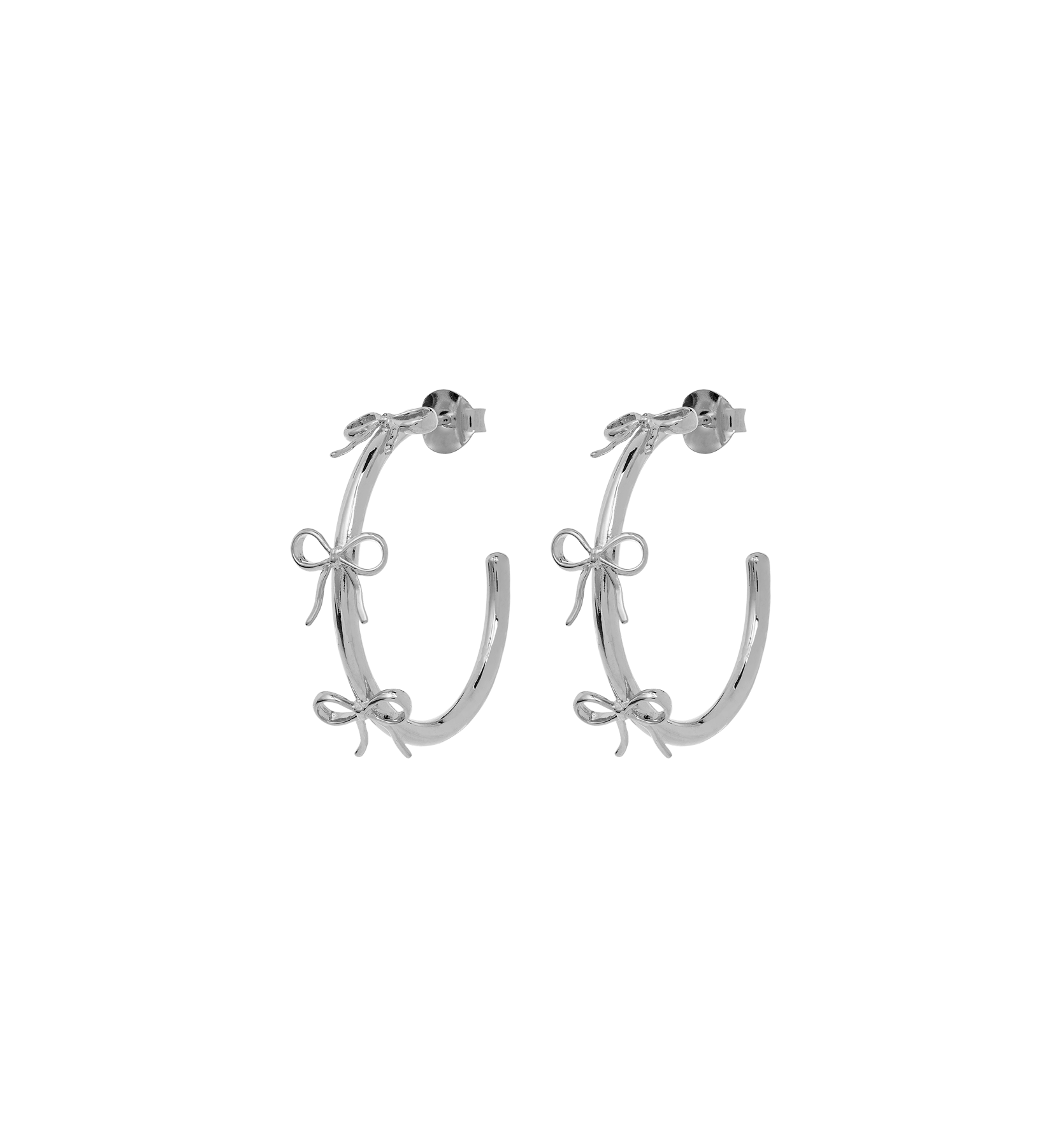 Grote strik oorringen - zilver