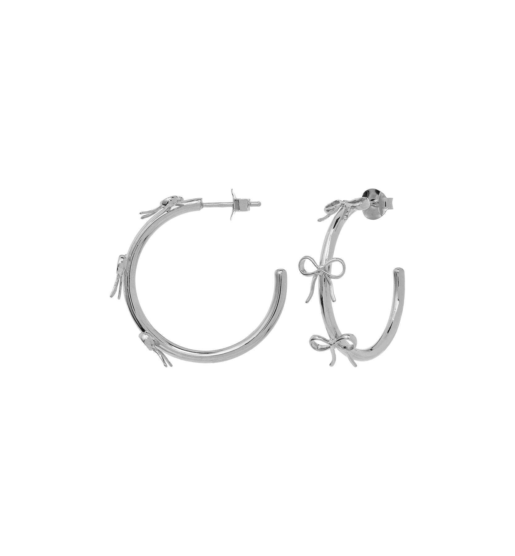 Grote strik oorringen - zilver