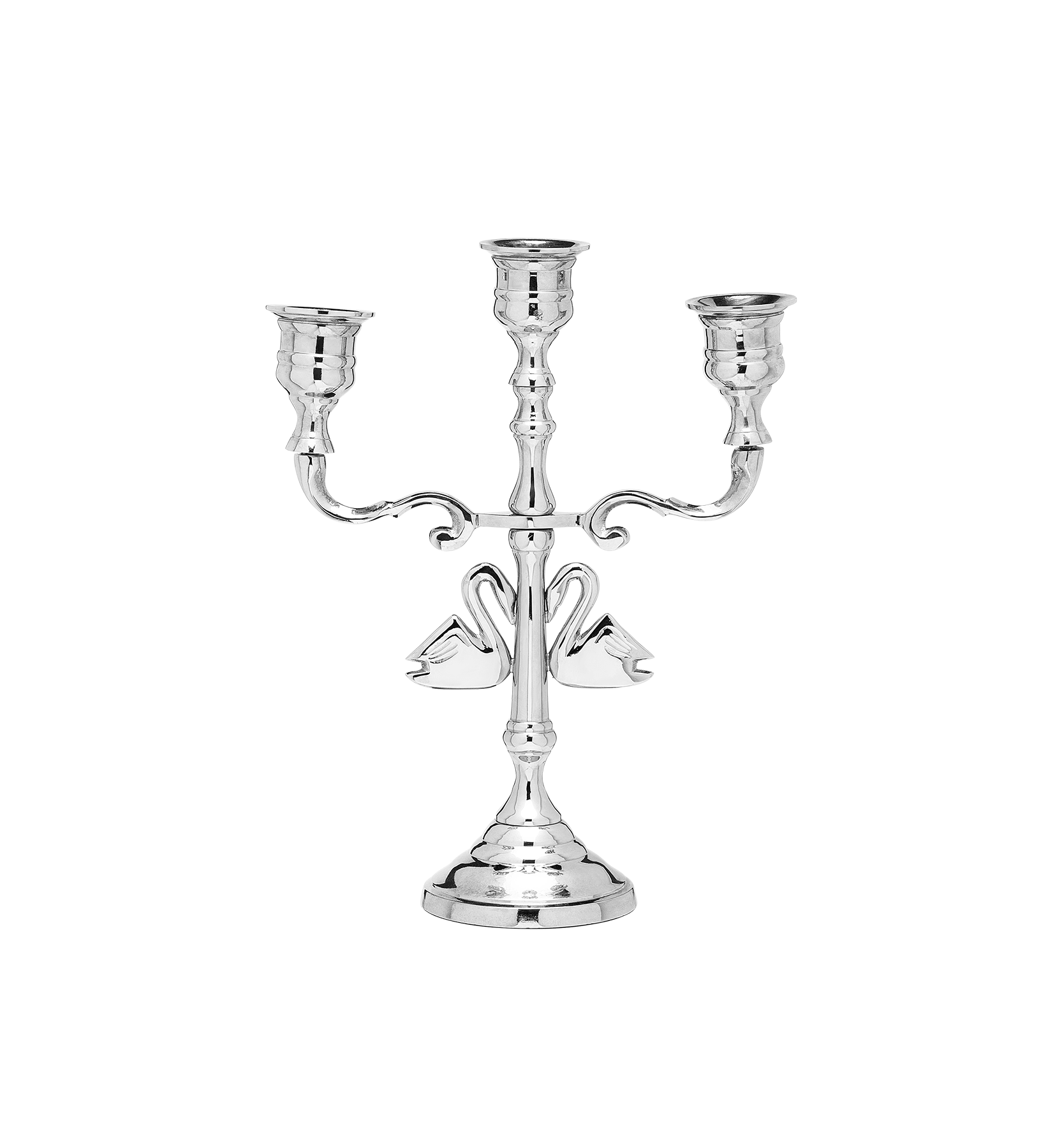 Argent zwanen kaarsenhouder