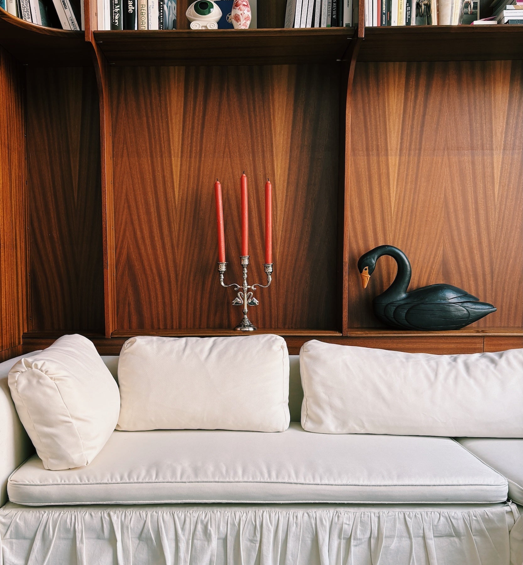 Argent zwanen kaarsenhouder