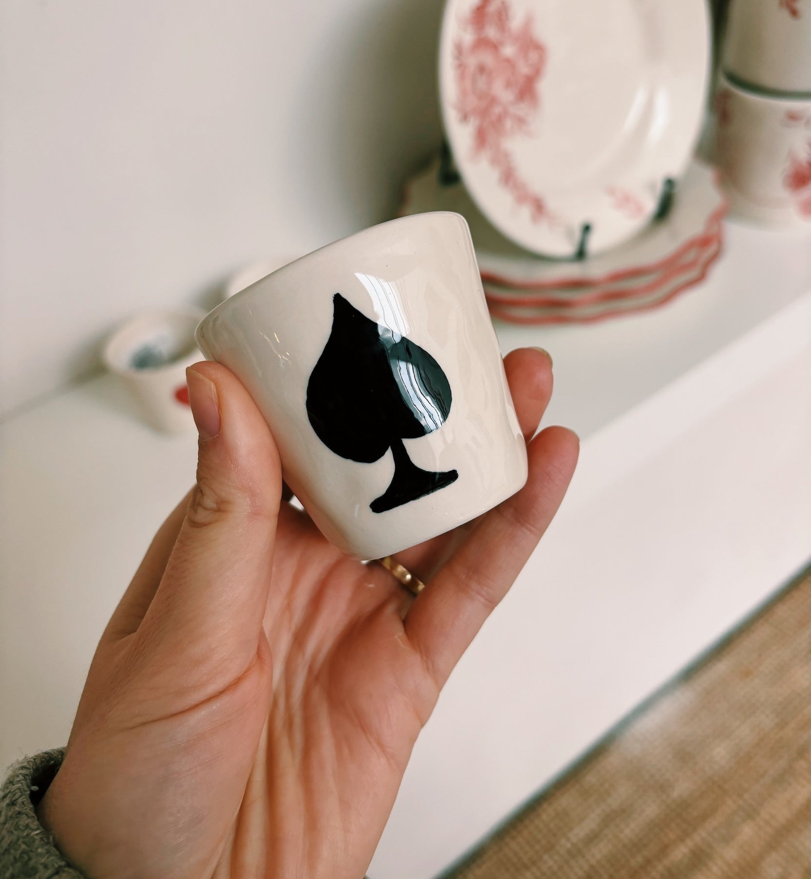 Espressokopje met schoppen aas - Zwart