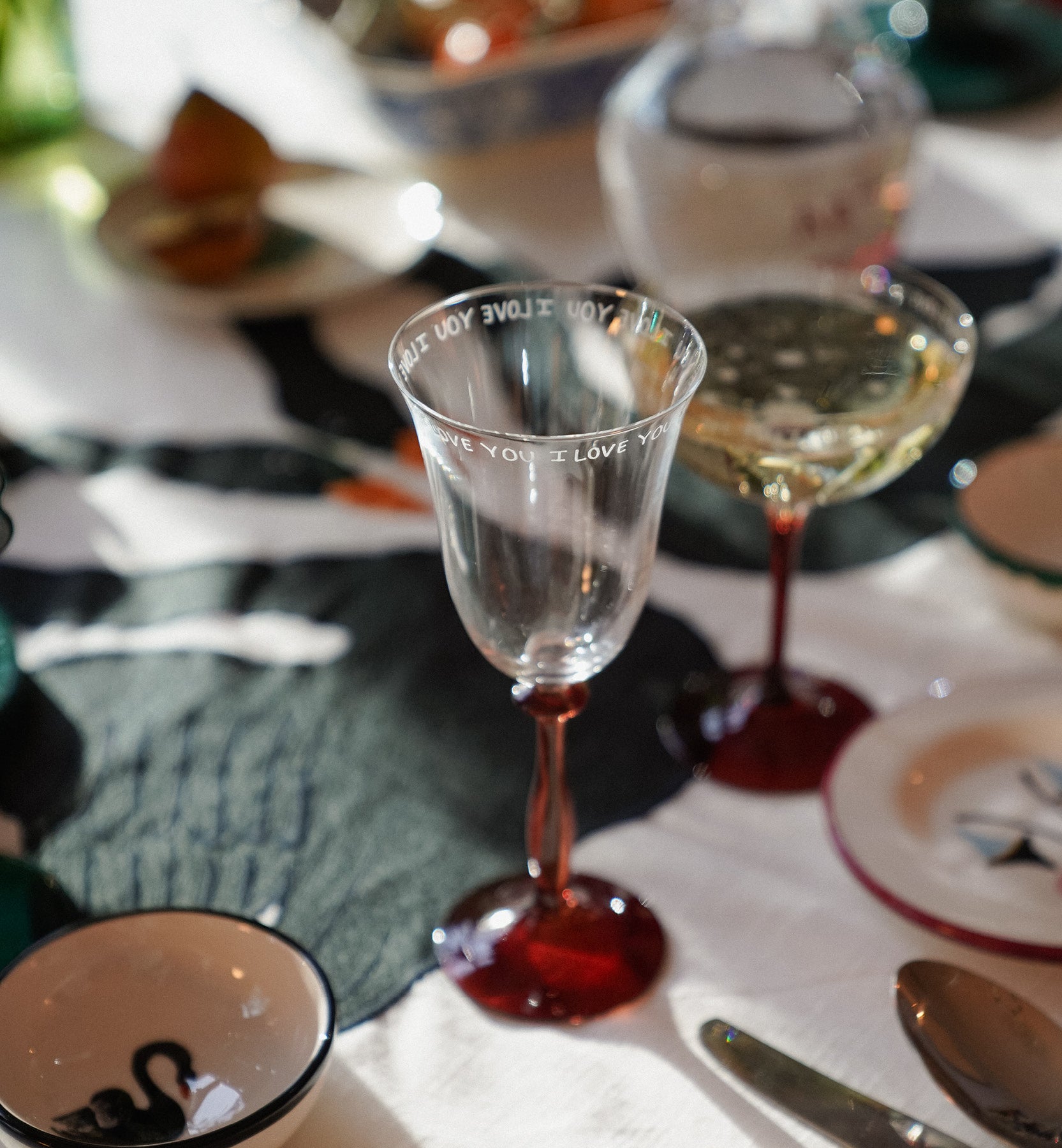 I love you wine glass - White