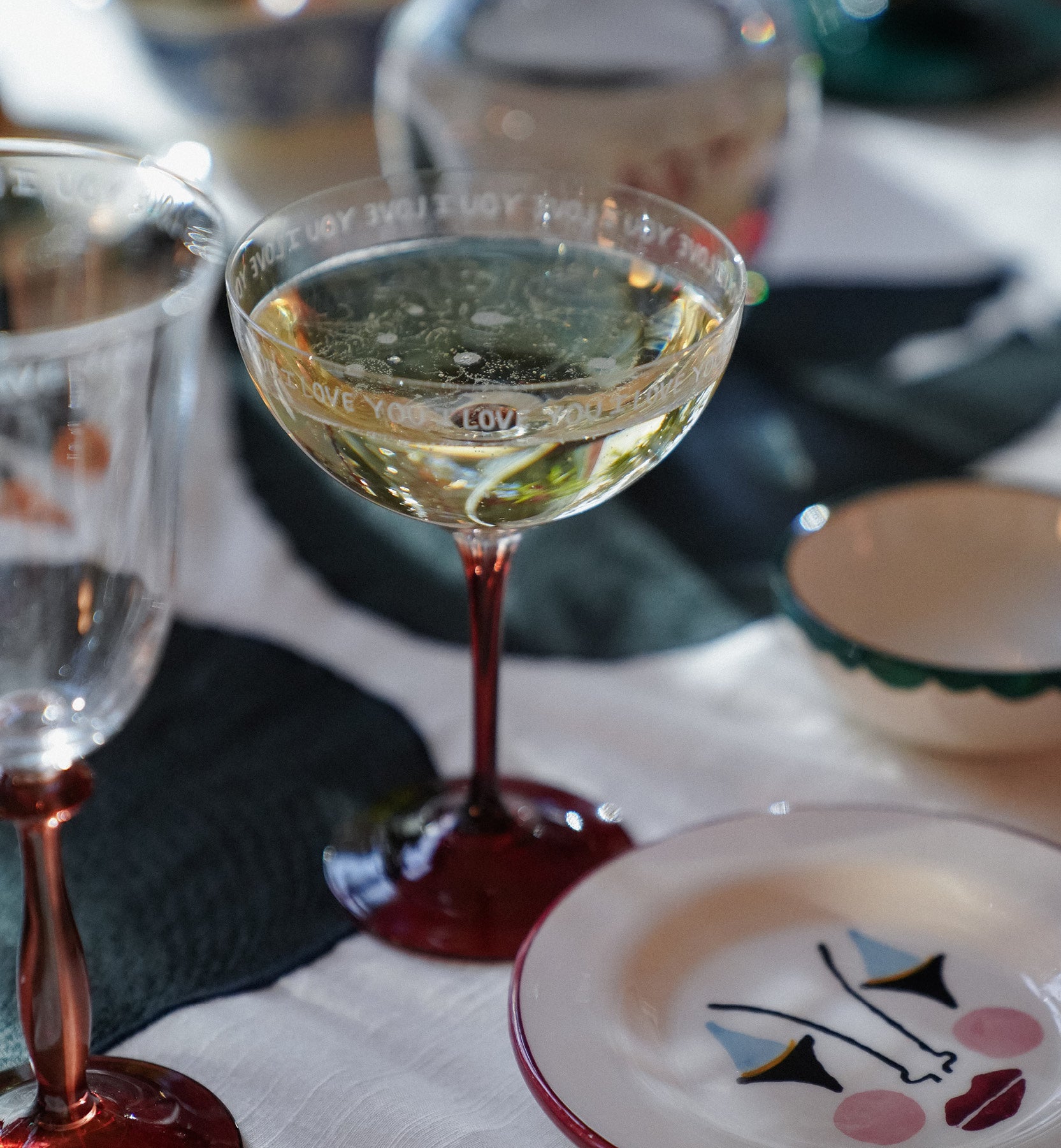 I love you champagne glass - White