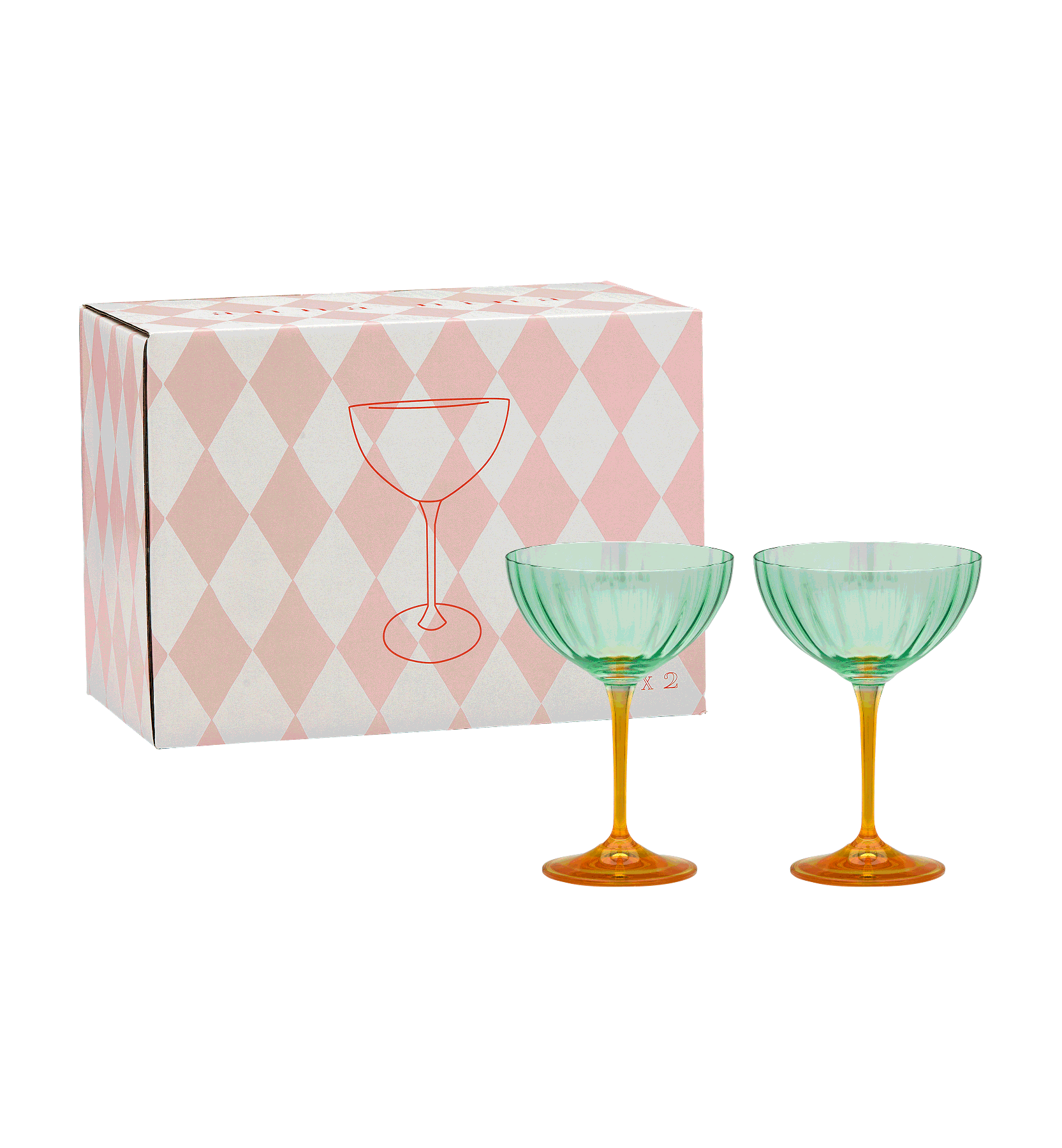 Jazzy arancia optic champgane glass set of 2 - Multicolor