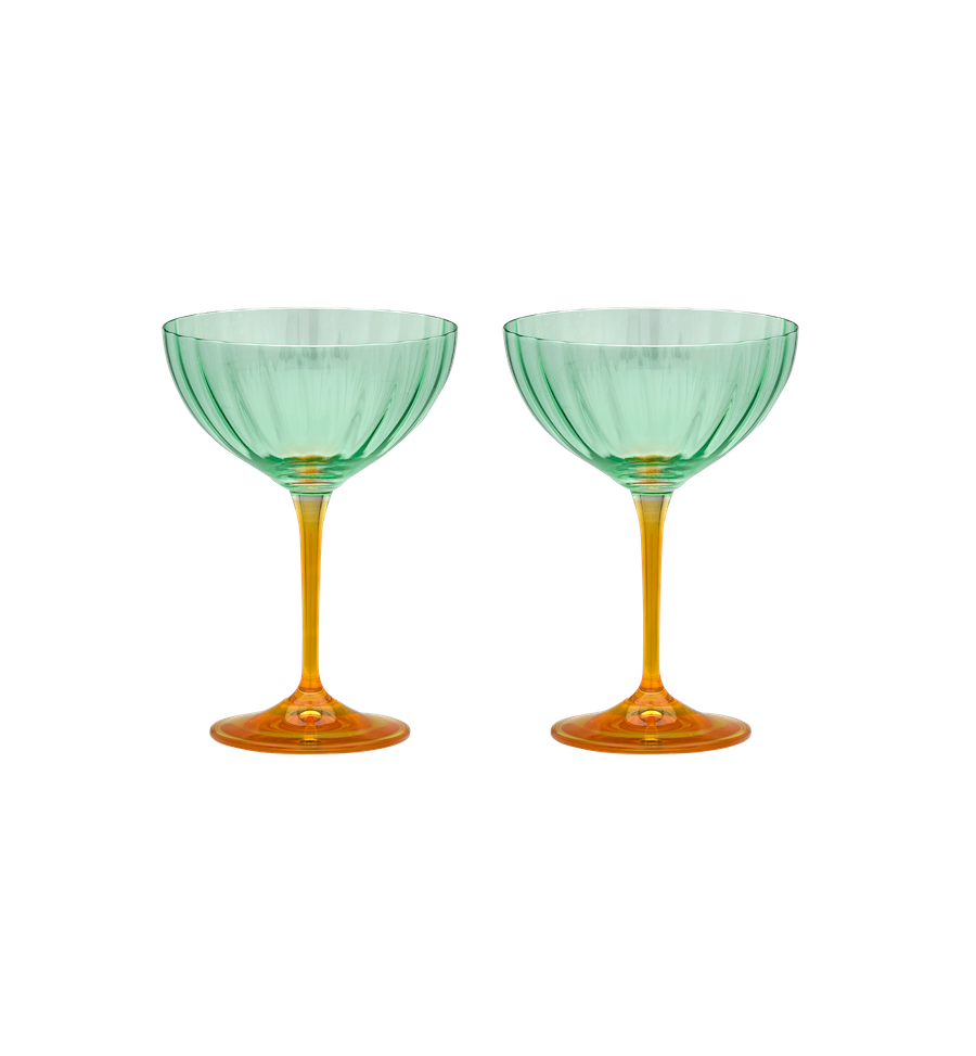 Jazzy arancia optic champgane glass set of 2 - Multicolor