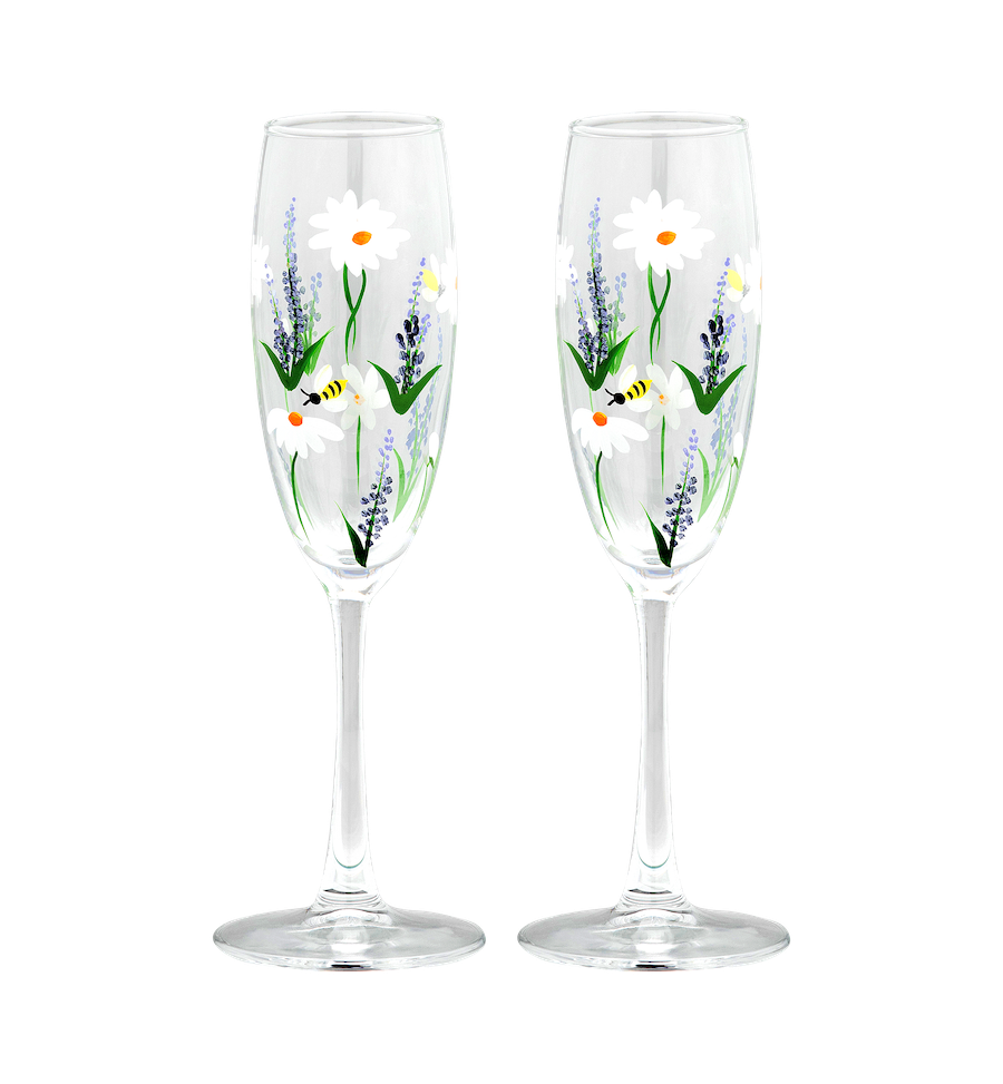 Springtime toast champagne flute set of 2 - Multicolor