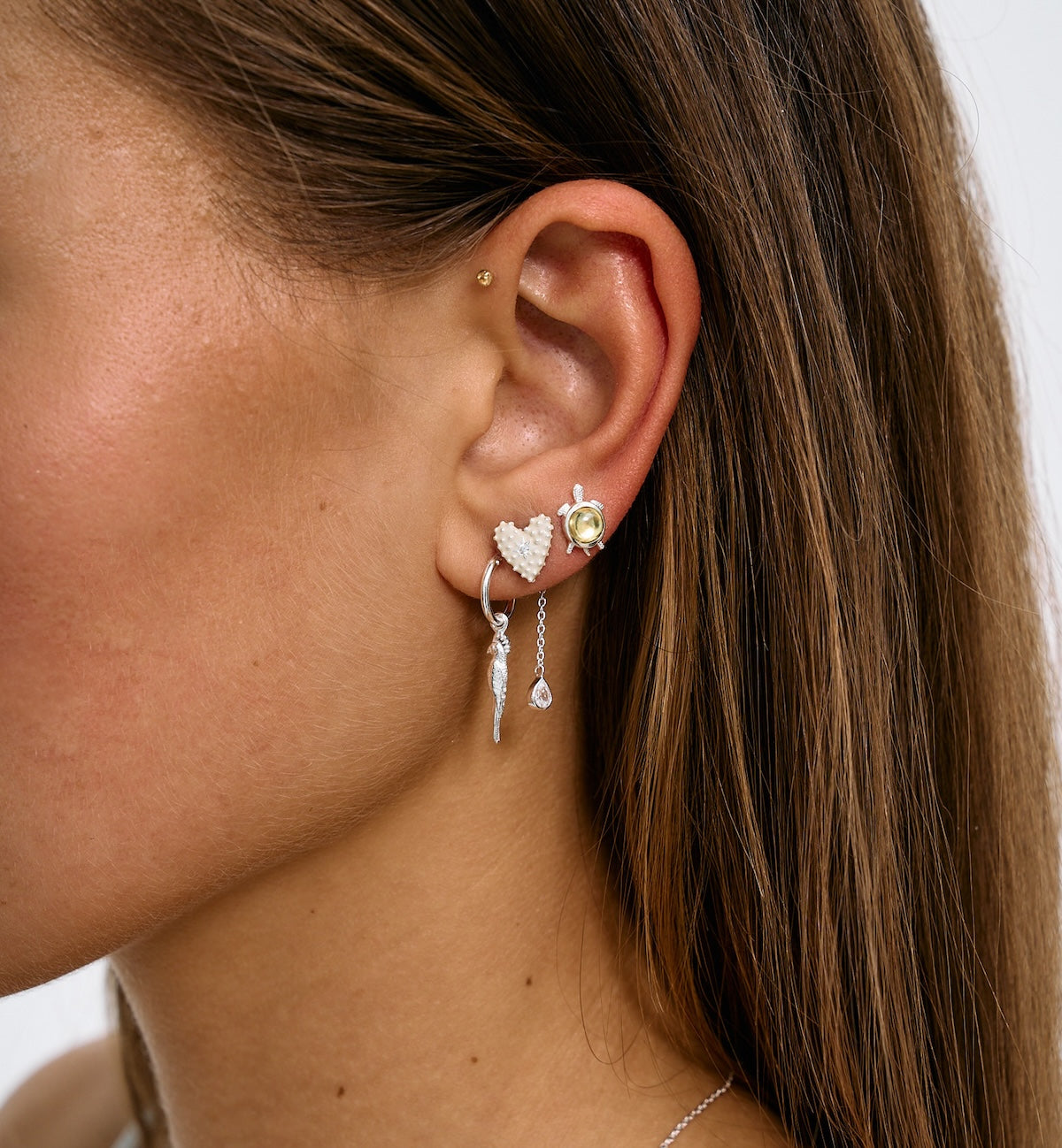 Single Dolce chain stud - Silver