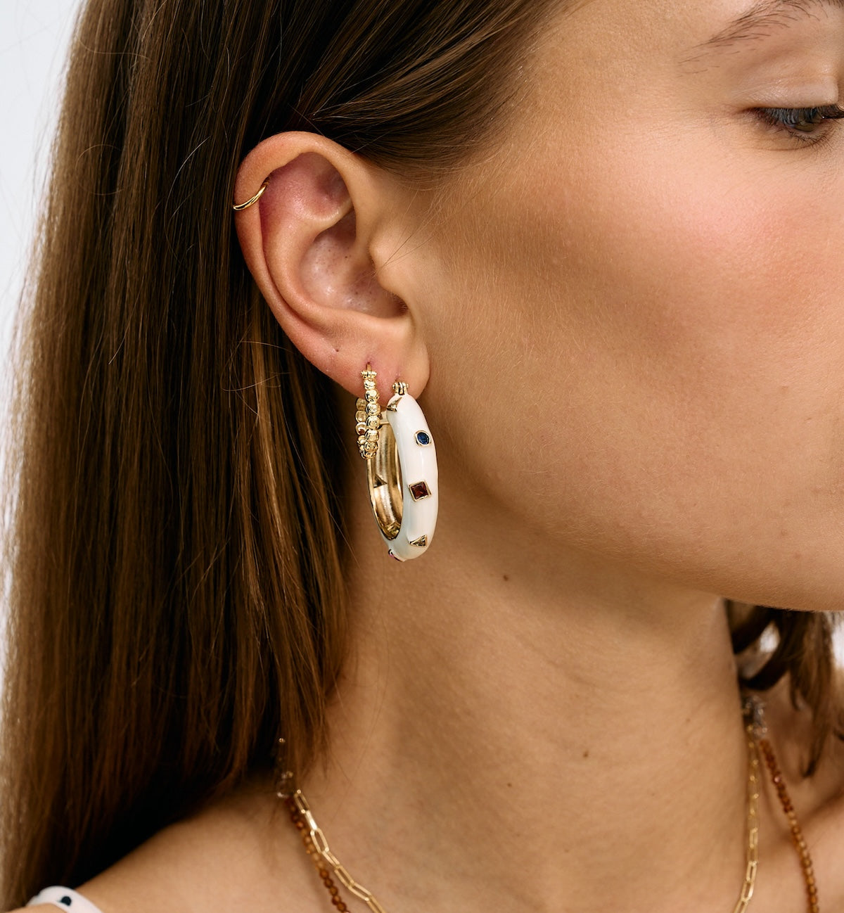 Tutti frutti hoop earrings - Gold