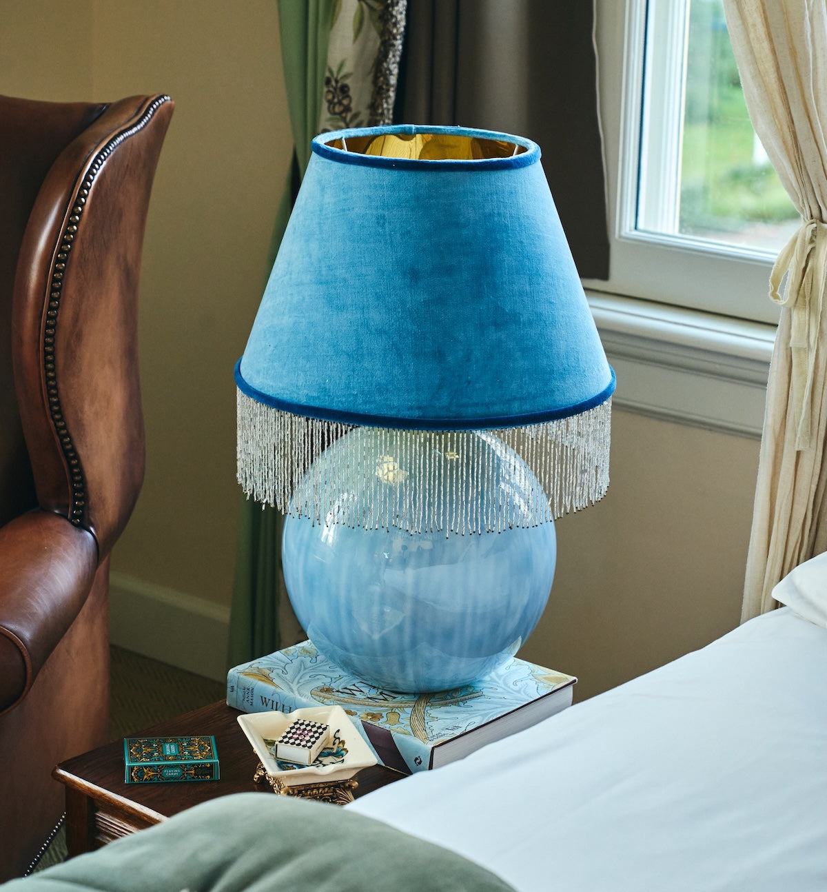 Frosted Icicle & Arden stand Lamp - Blue shades