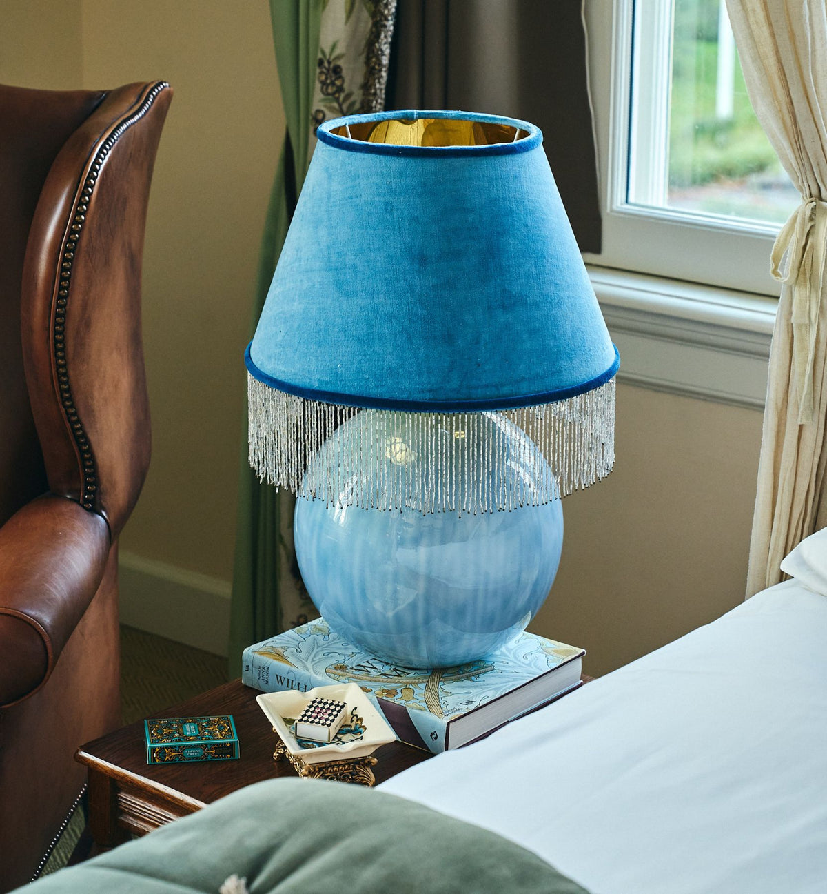 Frosted Icicle & Arden stand Lamp - Blue shades