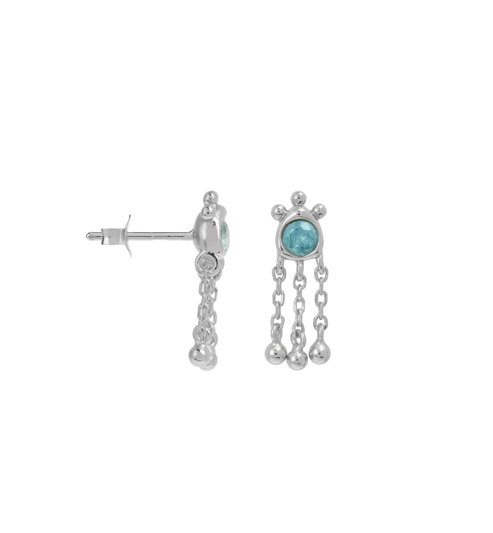Single pebble stud - Silver