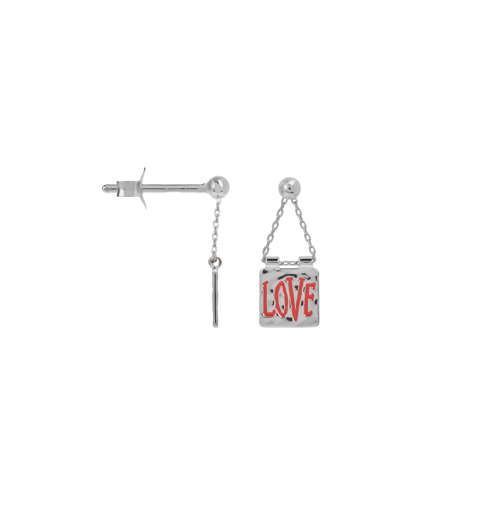 Single love note stud - Silver