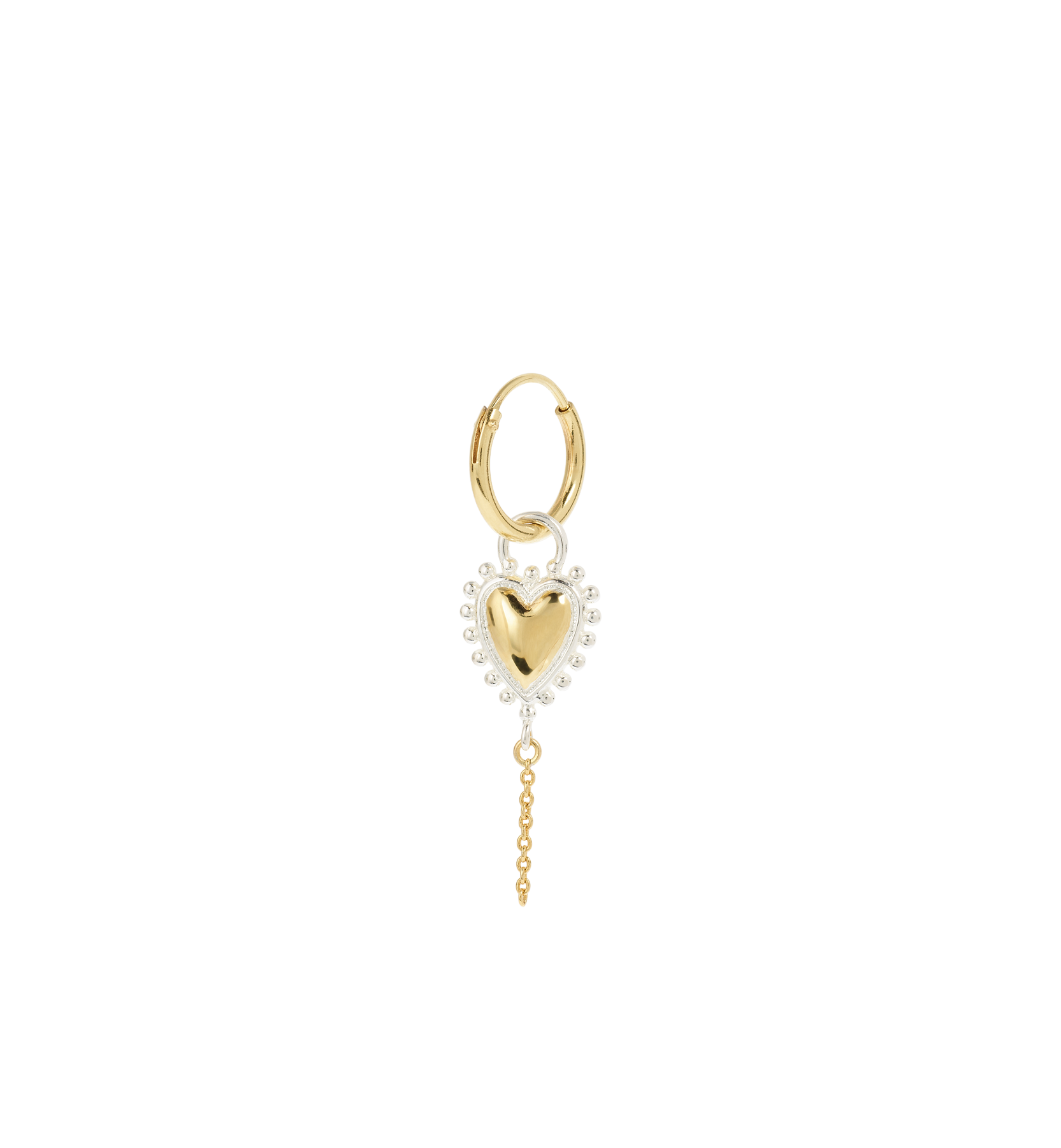 Single bravery heart hoop earring - Gold