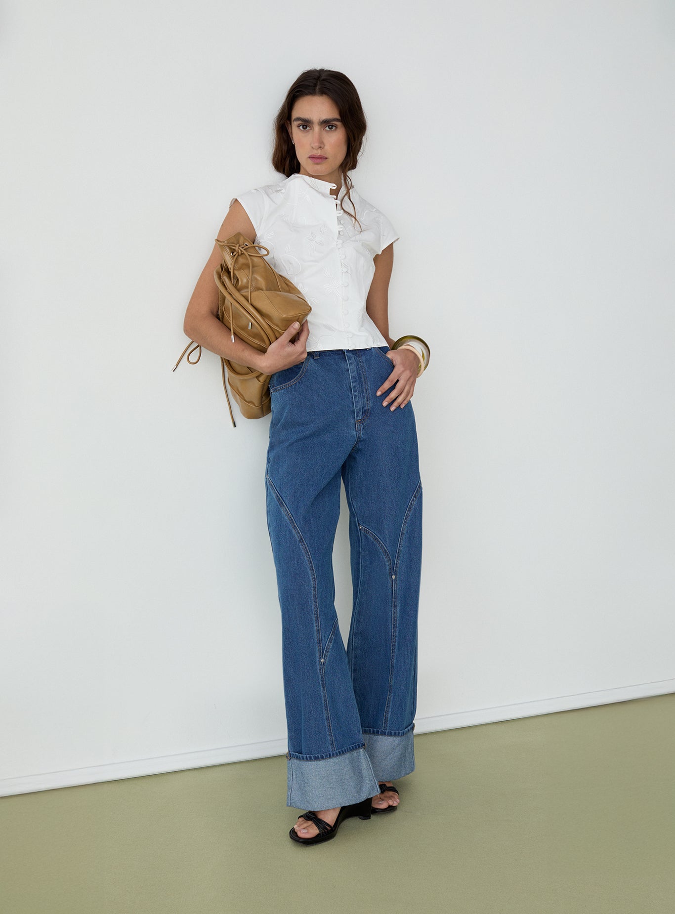 Melani asymmetric blouse - White