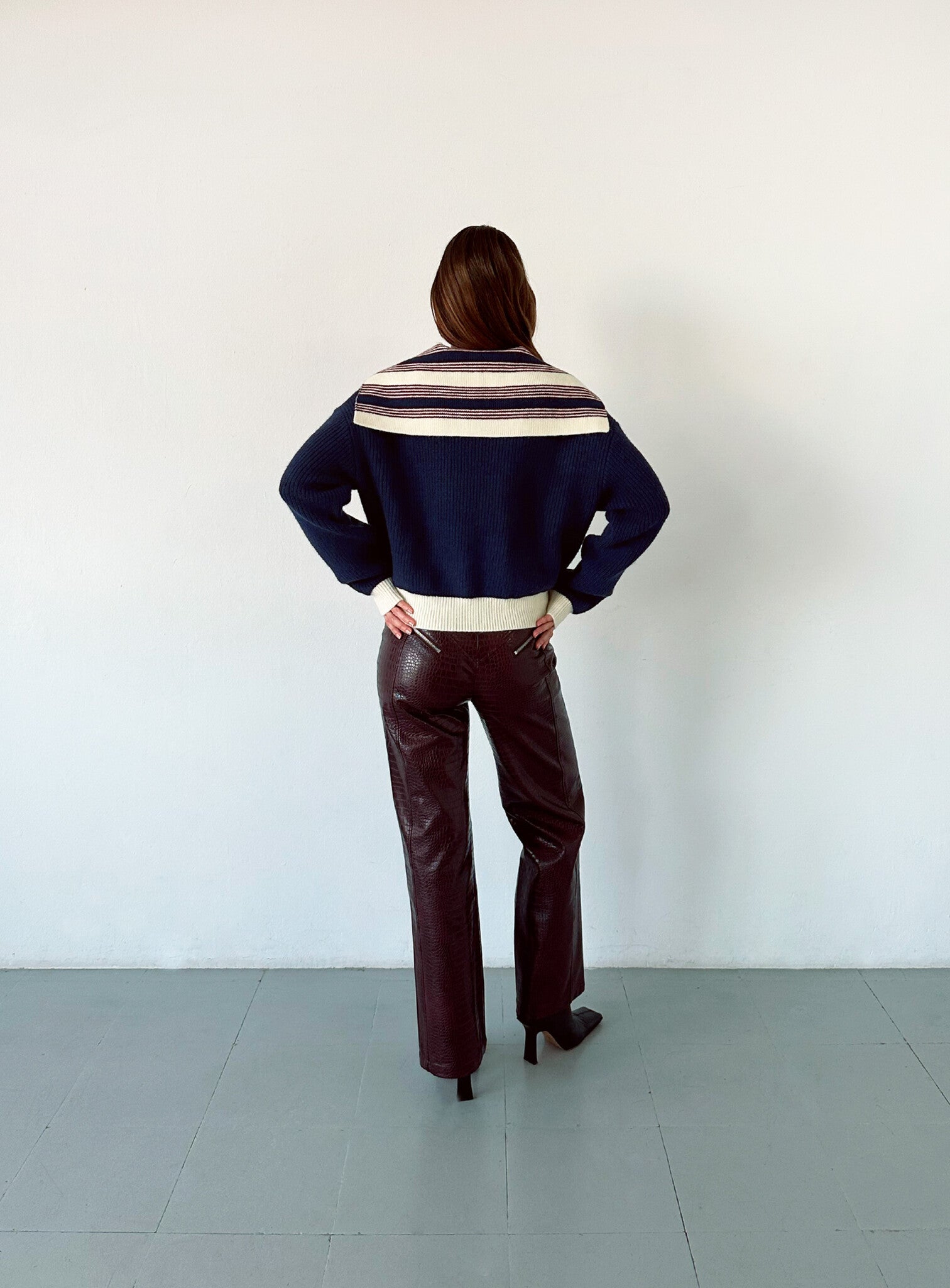 Napels gebreide trui - Marineblauw