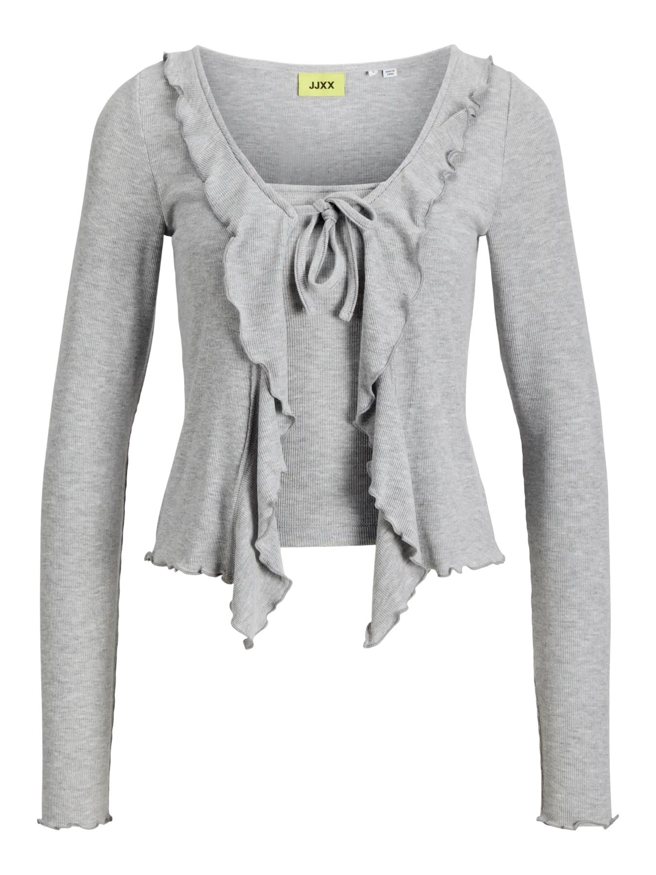 JXUMA RIB BOW TOP - LIGHT GREY MELANGE