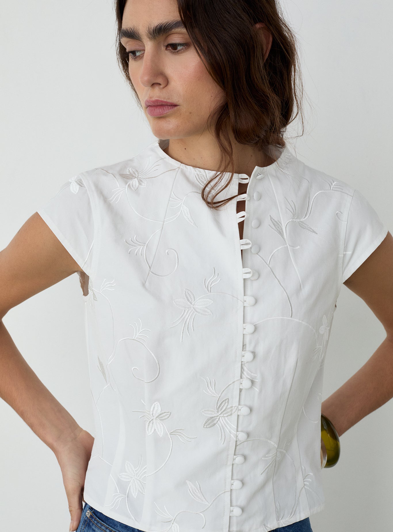 Melani asymmetric blouse - White