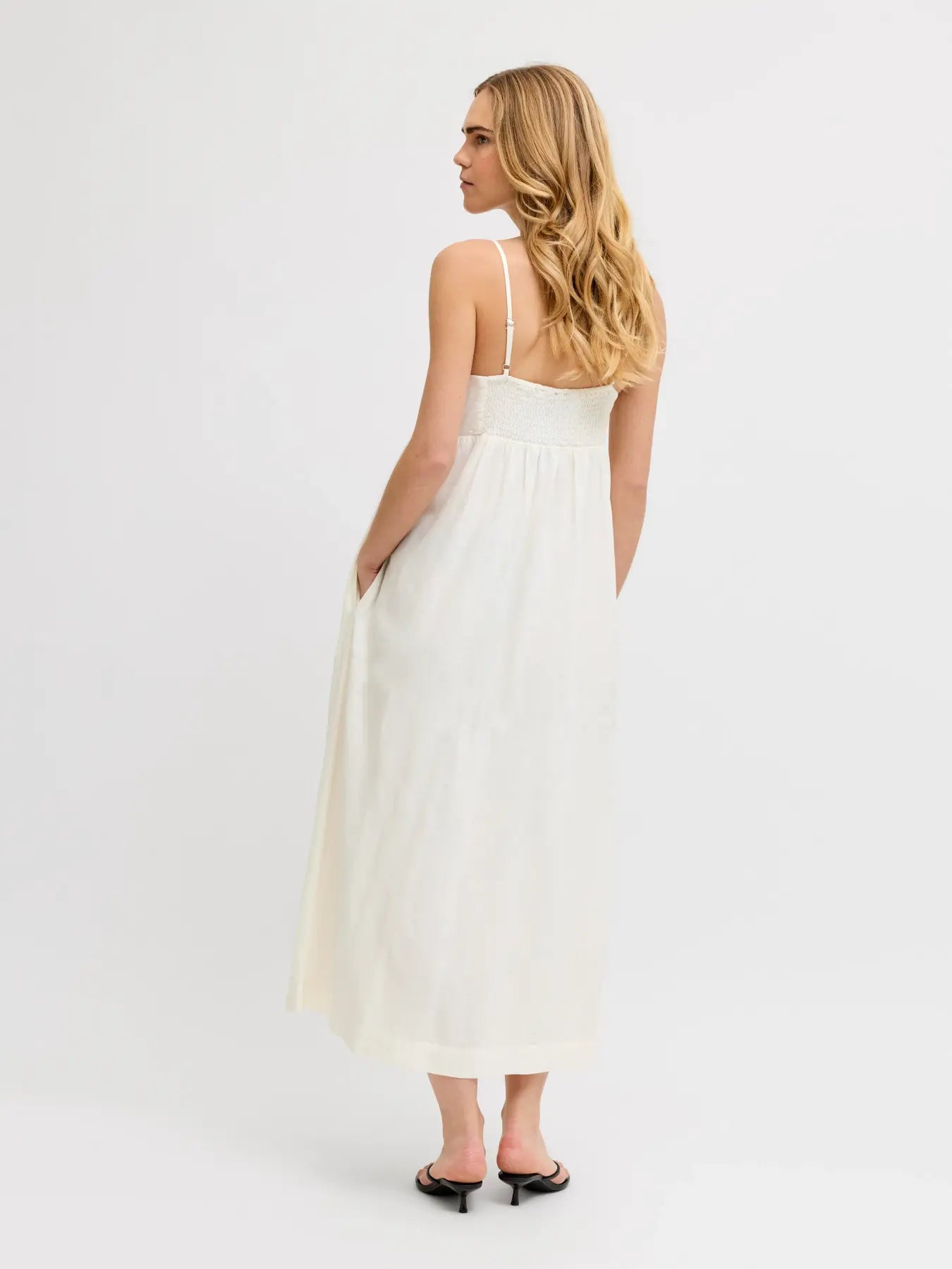 JXALMIRA LINEN LONG DRESS - BLANC DE BLANC