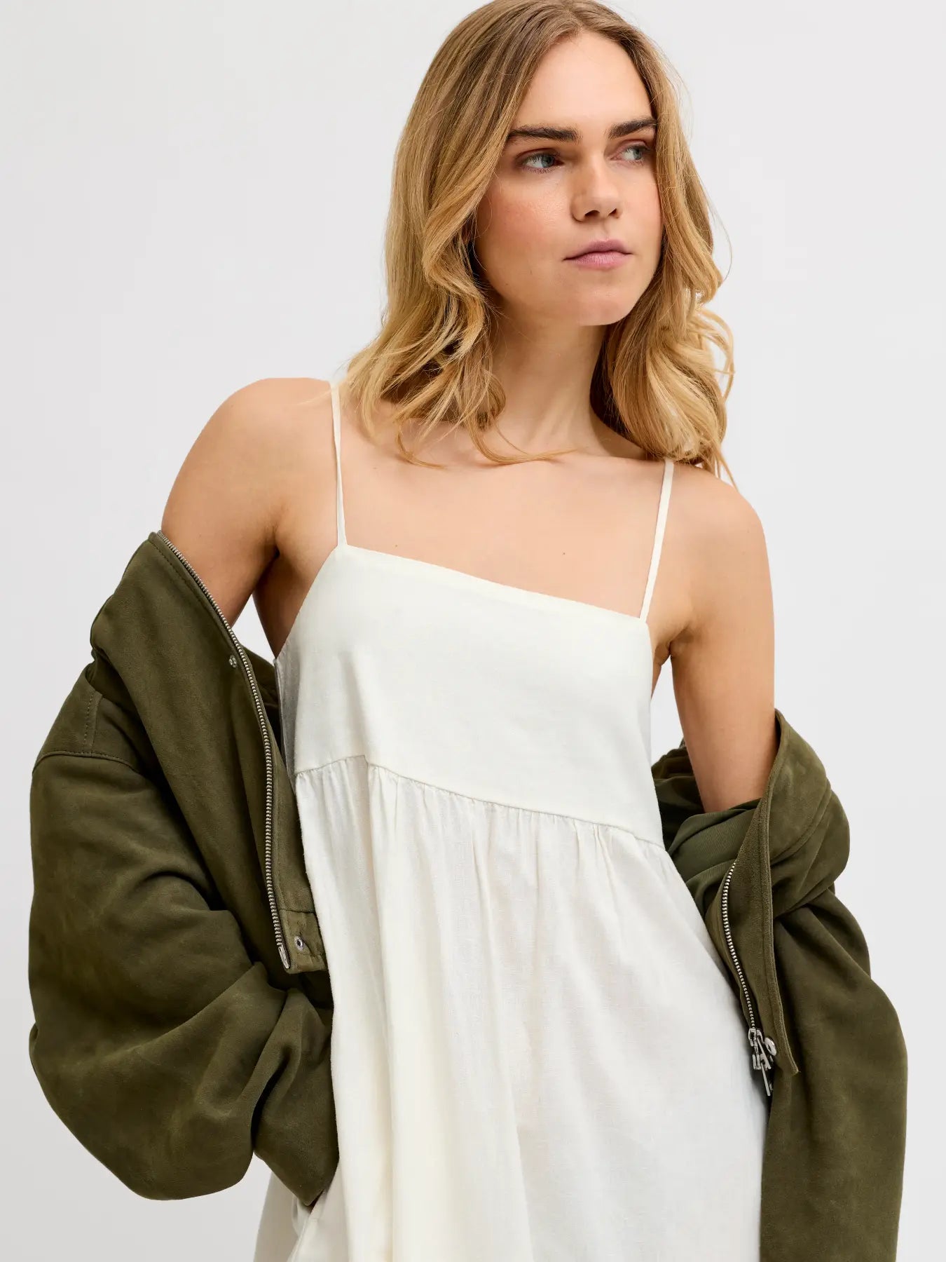 JXALMIRA LINEN LONG DRESS - BLANC DE BLANC