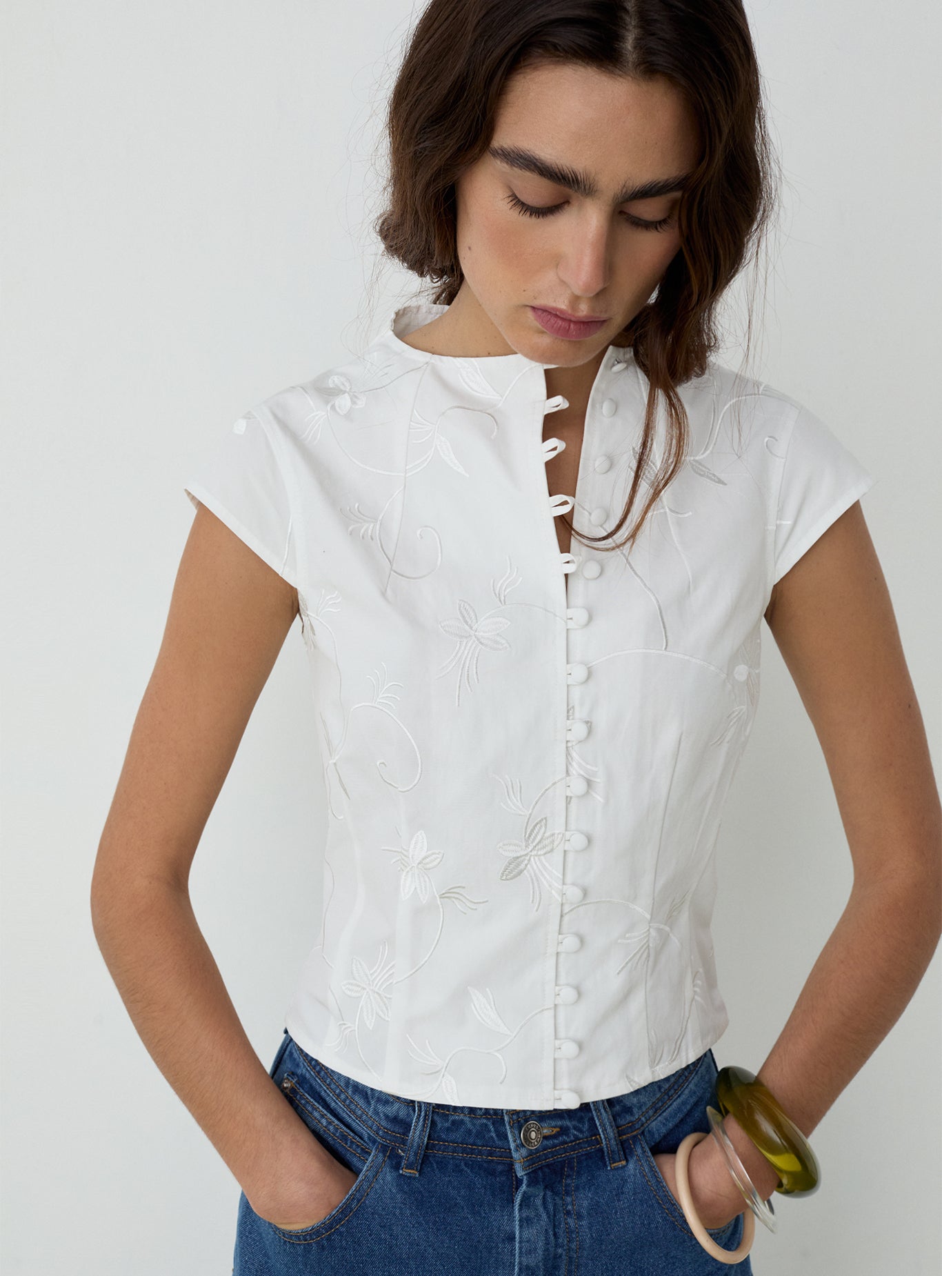 Melani asymmetric blouse - White