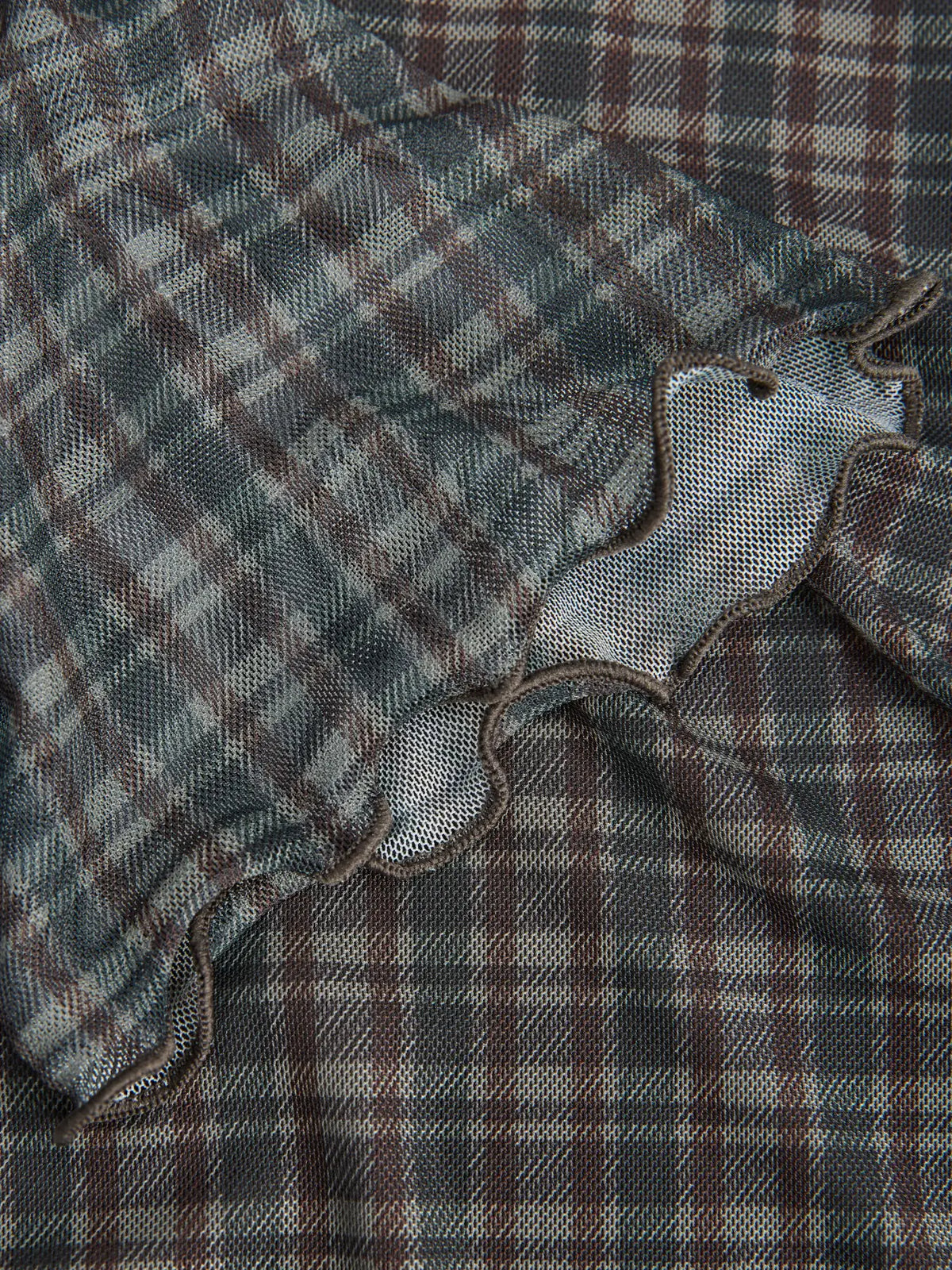 JXMINNA MESH LS TOP - PETRIFIED OAK CHECKS