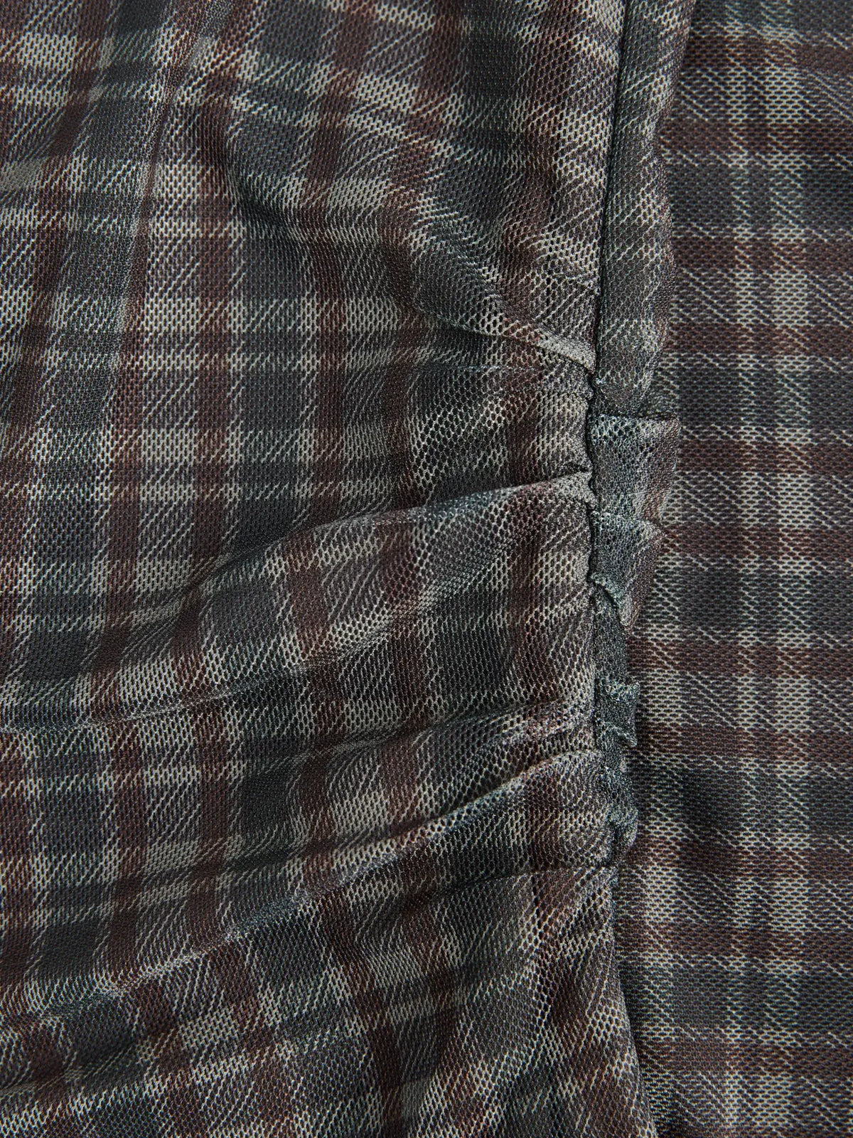 JXMINNA MESH LS TOP - PETRIFIED OAK CHECKS