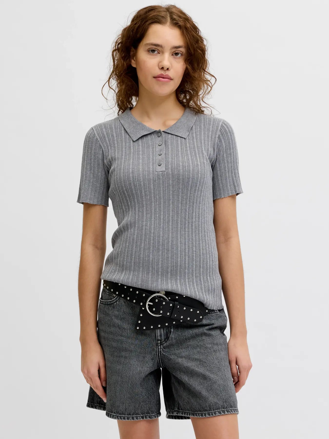 JXHADLEY POLO KNIT - MEDIUM GREY MELANGE