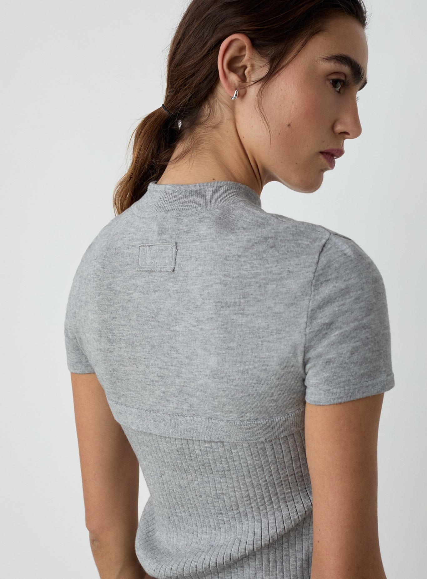 Austin shortsleeve knitted top - Grey