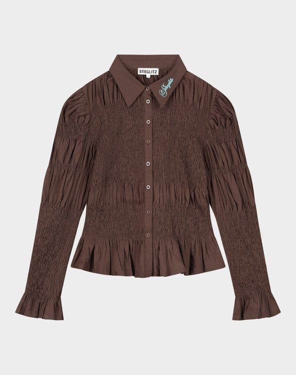 Andrea Smocked Blouse - Brown