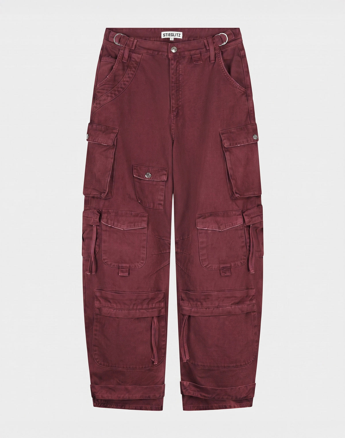 FRANCA BALLOON CARGO JEANS - RED BURGUNDY