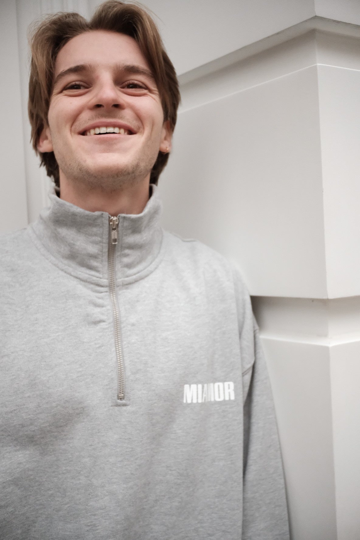 Miamor sweater met halve rits - gemêleerd grijs