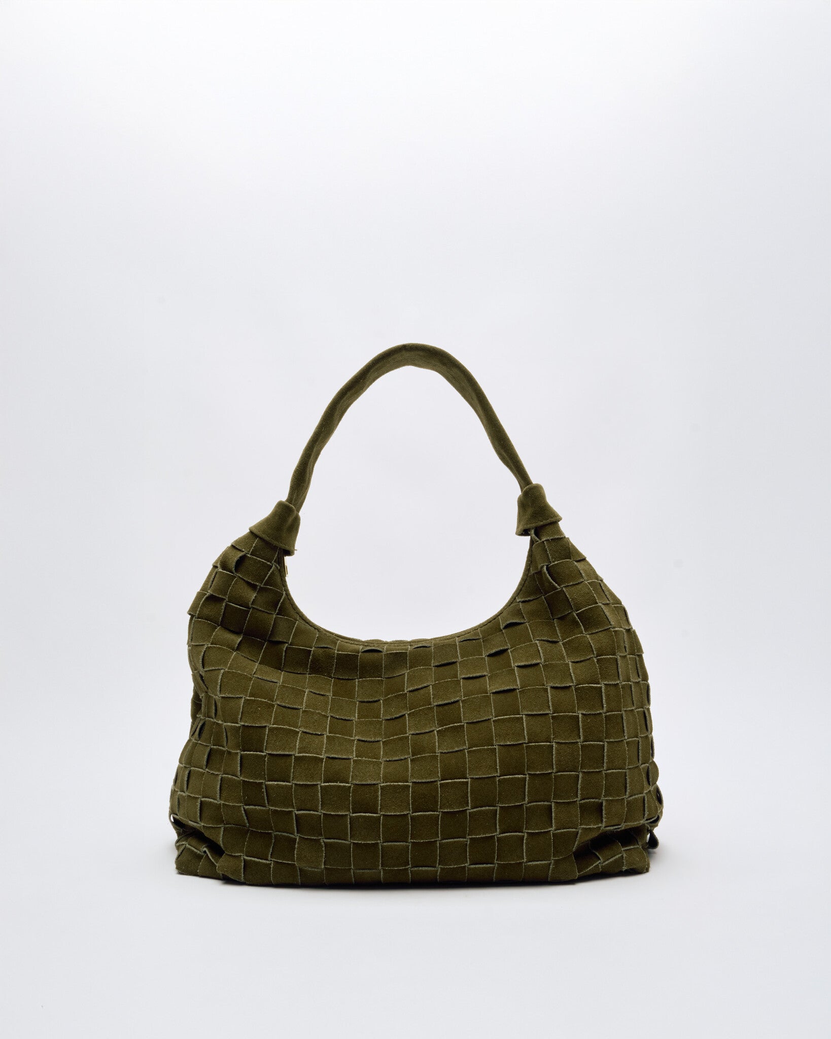 Big dandy braided suede bag - Dark olive