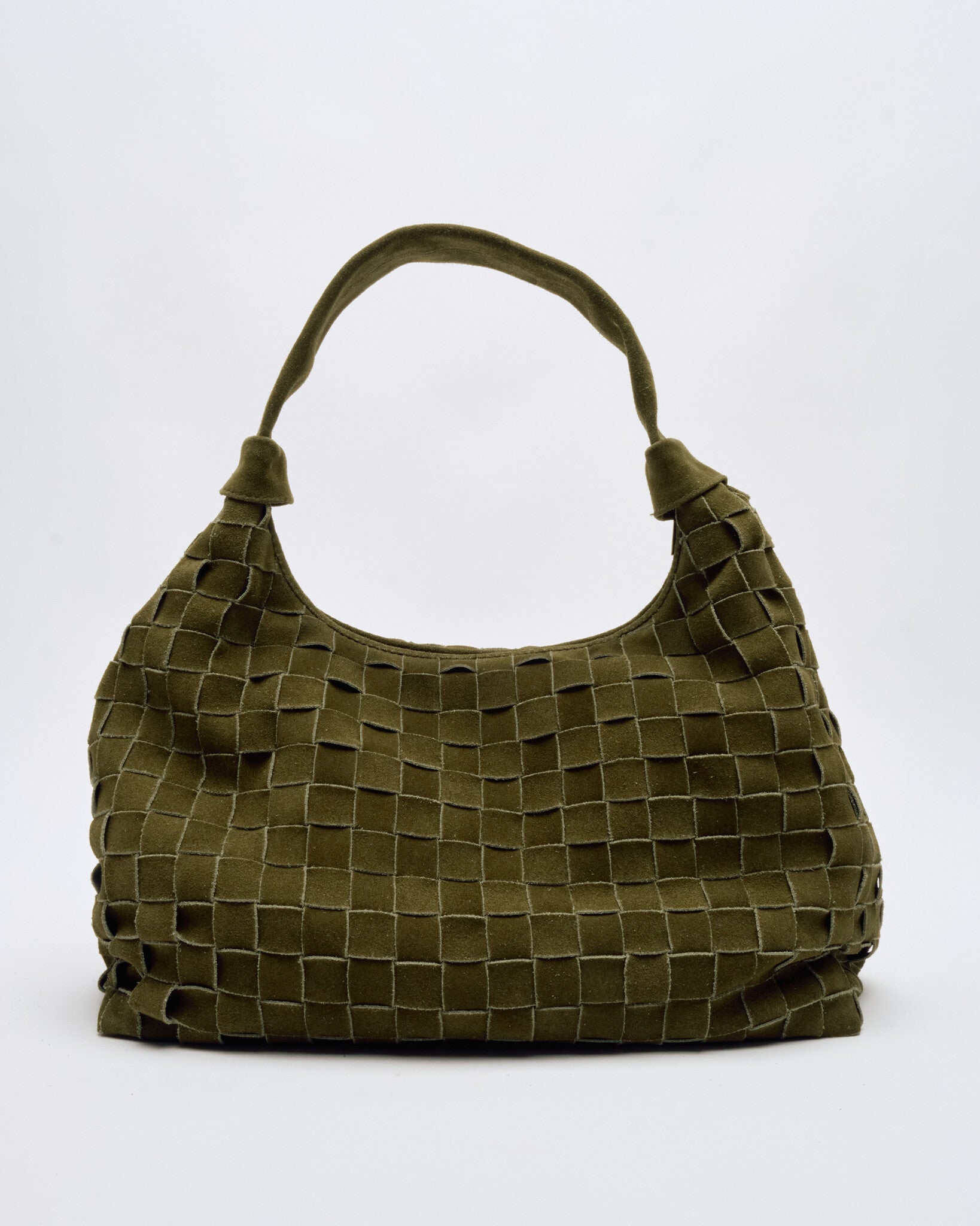 Big dandy braided suede bag - Dark olive