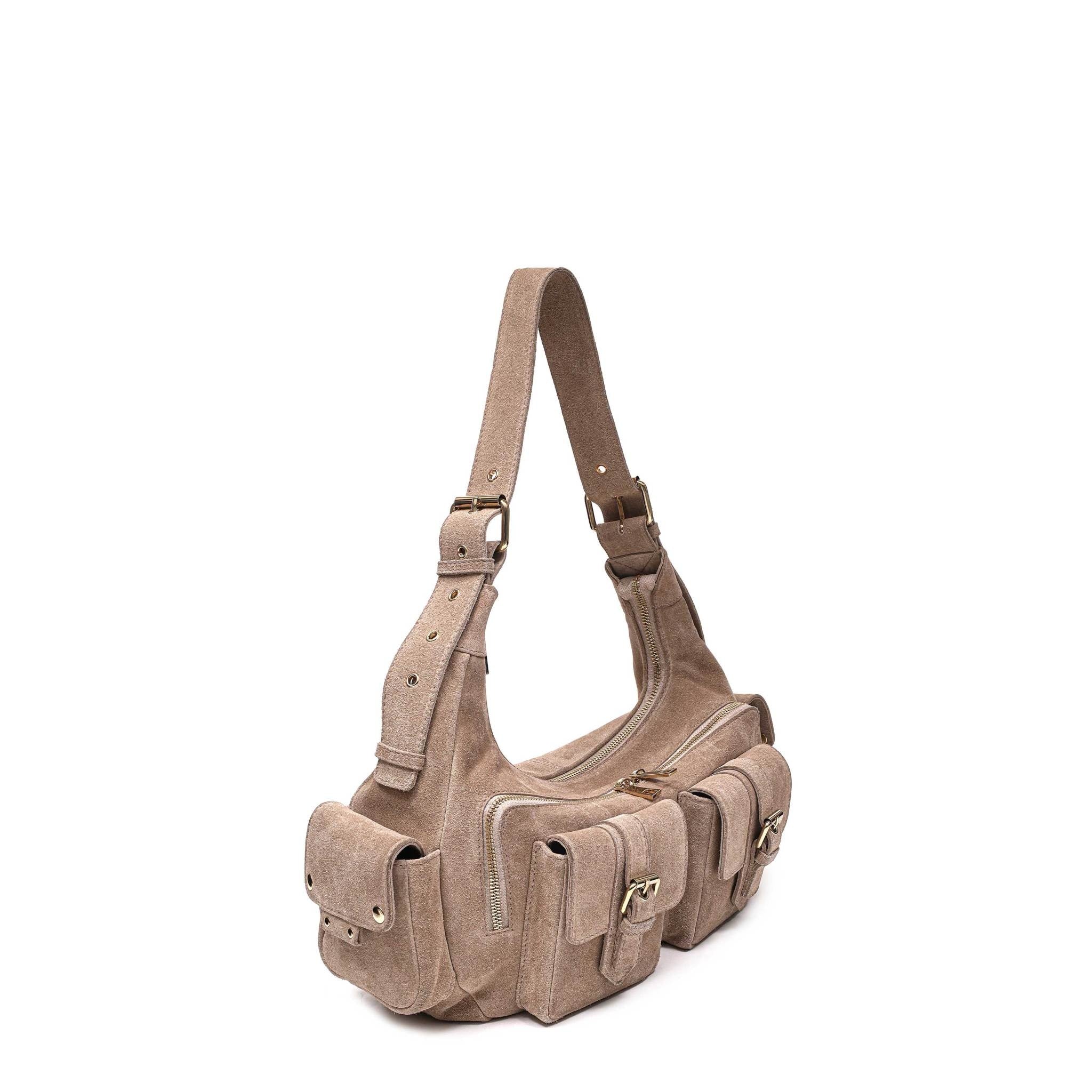 Sally Buckle Suede Beige w. Gold