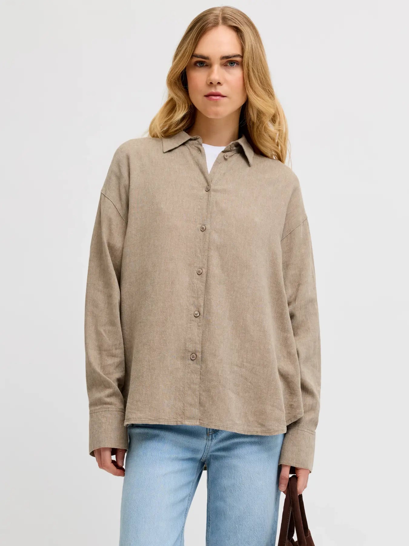 JXALMIRA LINEN SHIRT - SILVER MINK