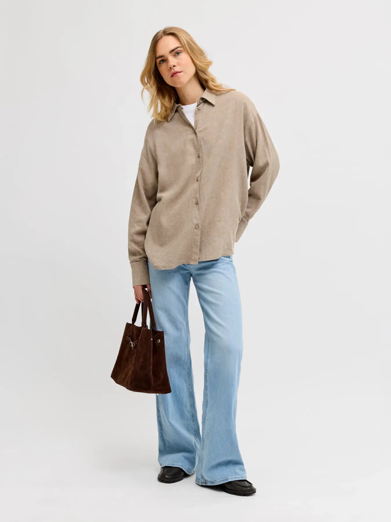 JXALMIRA LINEN SHIRT - SILVER MINK