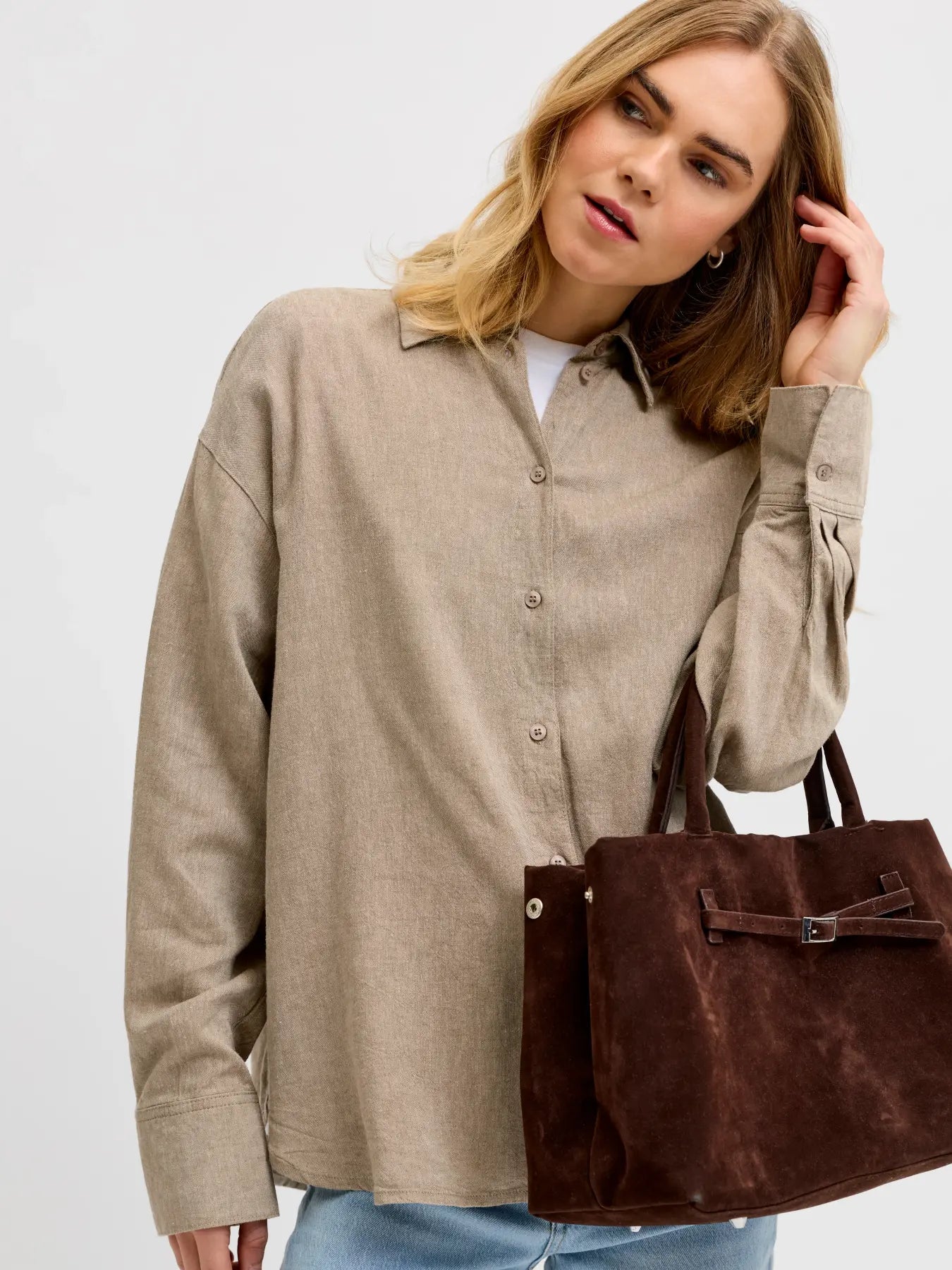 JXALMIRA LINEN SHIRT - SILVER MINK