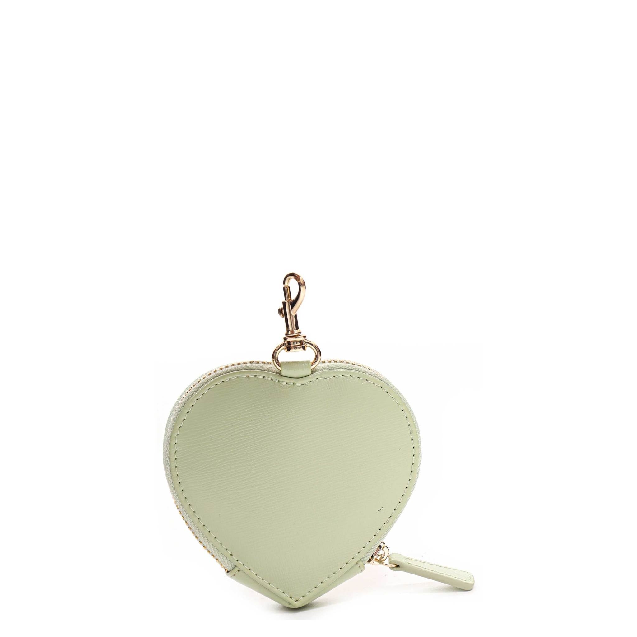 Pochette à monnaie en forme de cœur Florence Matcha avec or